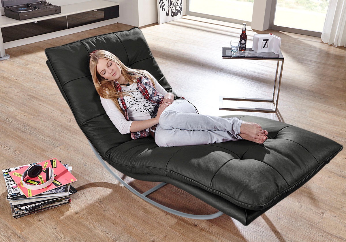 W.SCHILLIG Relaxliege »daily dreams«, in Waffelkissen-Optik, Schaukelgestell silber matt, in 2 Breiten