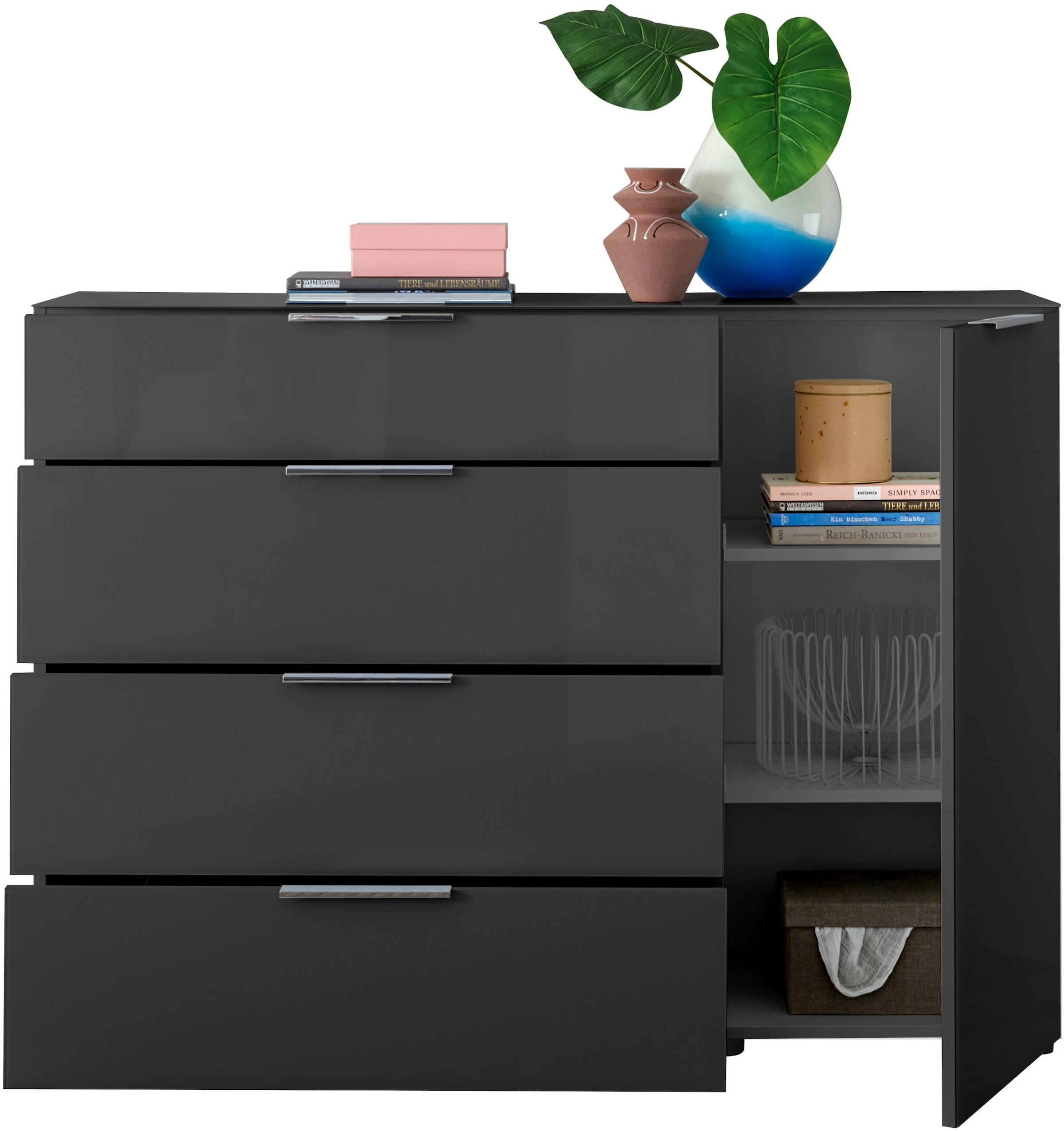 HBZ Kommode »Santorin, BxHxT 135x99x40 cm«, (1 St.), Breite 135cm, Softclose für Türen und Schubkästen, Melaminbeschichtung