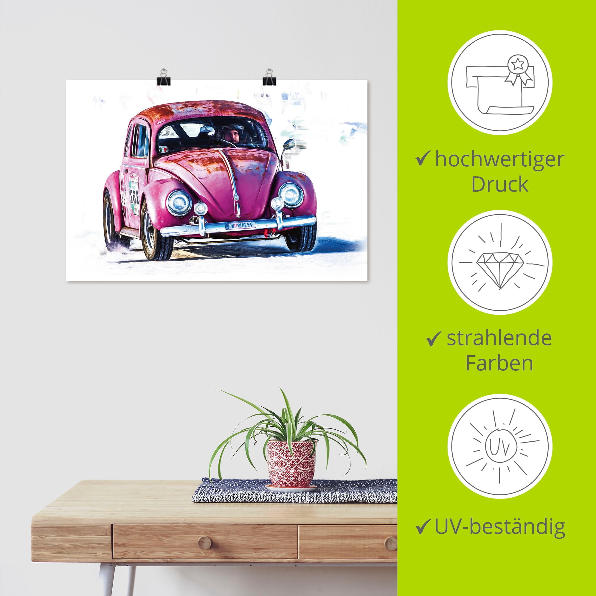 Artland Poster »Kleiner Flitzer«, Auto, (1 St.), als Alubild, Leinwandbild, Wandaufkleber oder Poster in versch. Größen