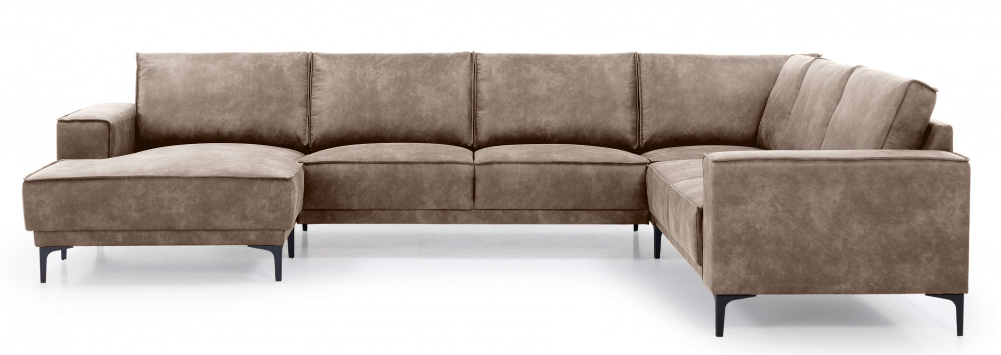 Places of Style Wohnlandschaft »XXL Sofa Oland, Struktur, Flachgewebe, Luxus-Microfaser, Boucle«, U-Form, 342 cm, Wellenunterfederung, Skandi-Design, Metallfüße