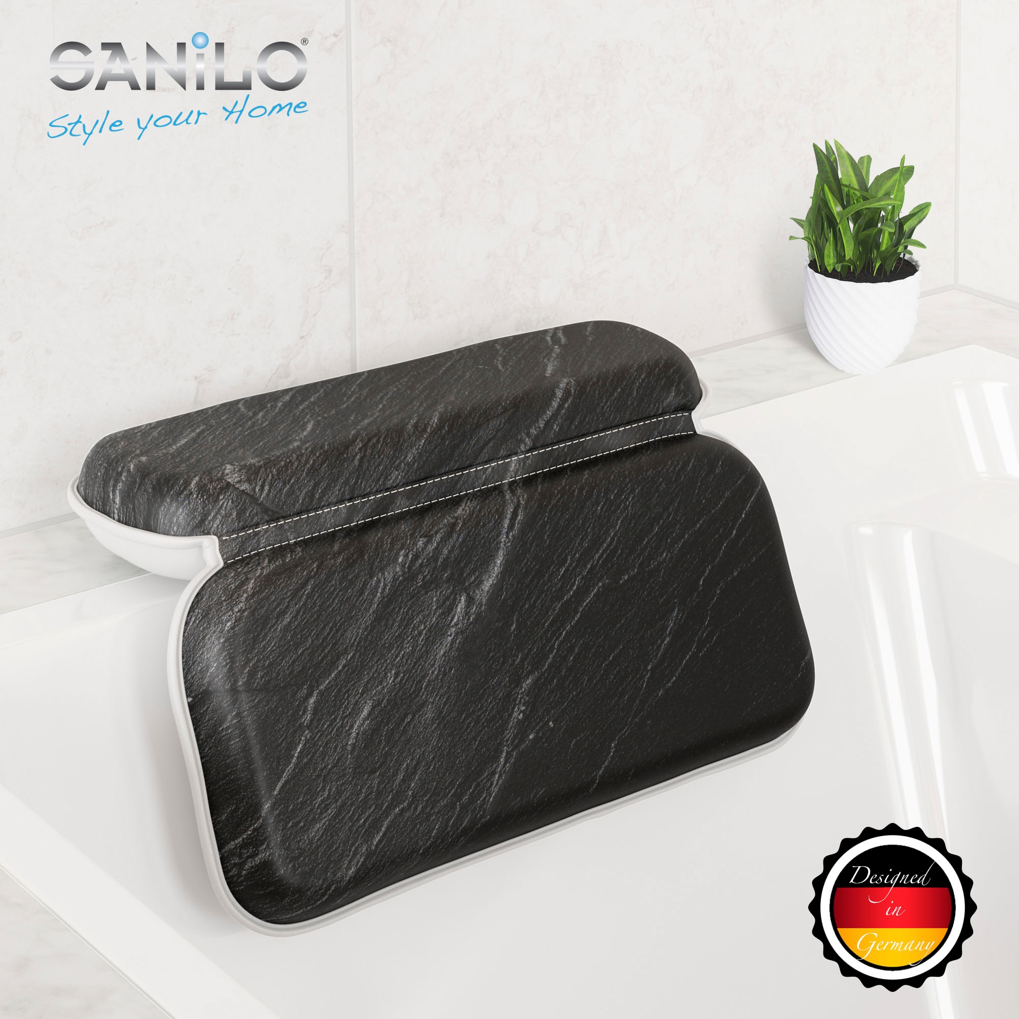 Sanilo Nackenkissen »Badewannenkissen Granit«, bequem, rutschfest, kräftige Farben, mit 7 starken Saugnäpfen