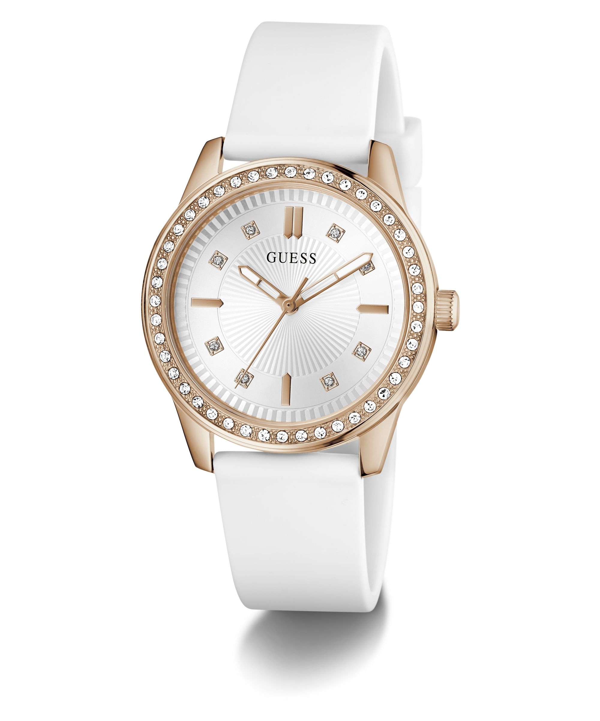 Guess Quarzuhr »MARGOO« Armbanduhr, Damenuhr, Silikonarmband, analog