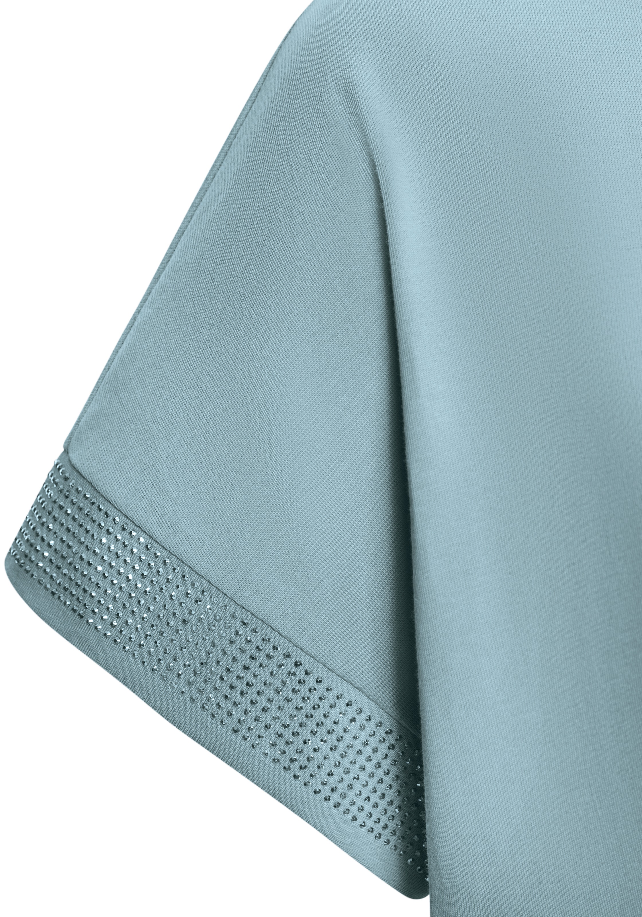 LASCANA Kurzarmshirt »mit glitzernem Strass-Design am Arm«, aus weicher Baumwoll-Qualität