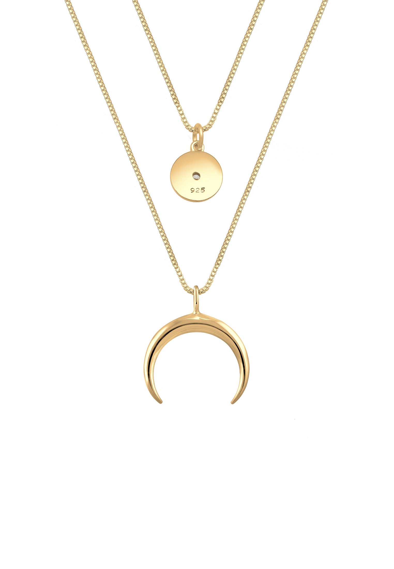 Elli Collierkettchen »Layer Halbmond Stern Plättchen Zirkonia 925 Sterling Silber«
