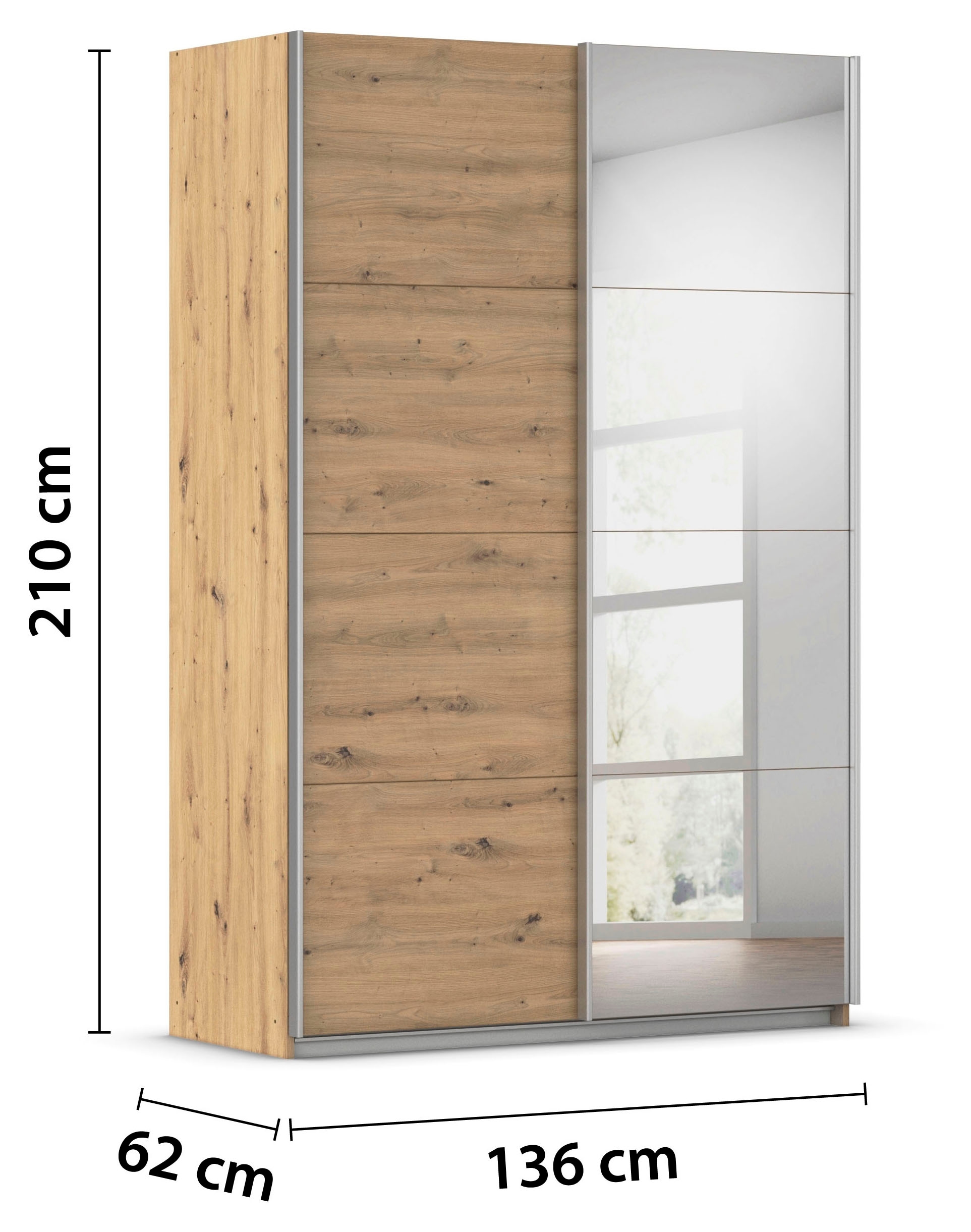 rauch Schwebetürenschrank »Kleiderschrank Schrank Garderobe Schlafzimmerschrank CORTONA« erhältlich in Breite: 136/181/203/226/271/315/360 cm, Höhe: 210/229 cm,  in 3 Ausstattungen BASIC/CLASSIC/PREMIUM (SOFT-CLOSE) MADE IN GERMANY