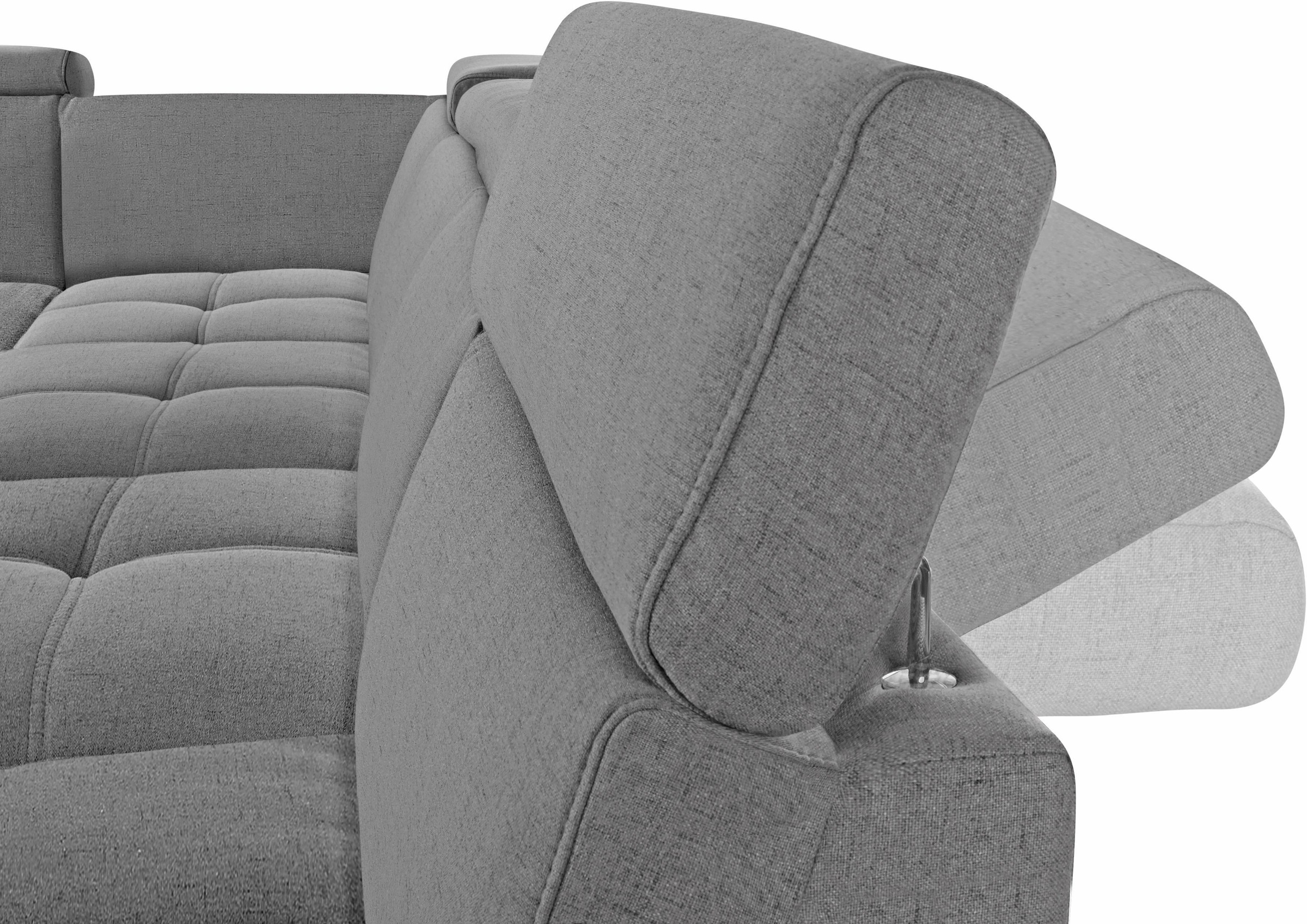 DOMO collection Wohnlandschaft »Ava moderne Sitzheftung mit toller Doppelnaht, komfortabel, U-Form«, mit Federkern, wahlweise mit Kopfteilverstellungen