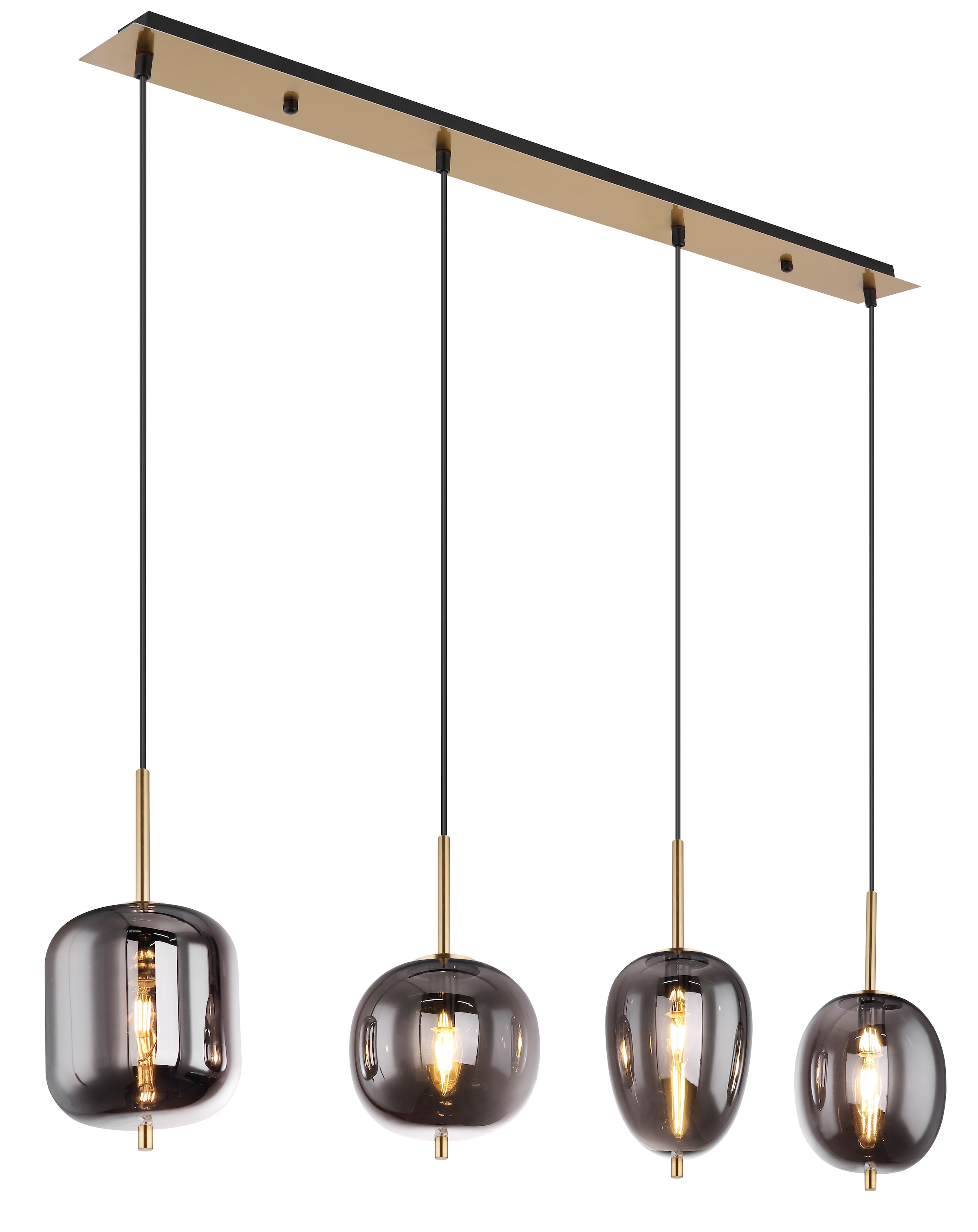 GLOBO LIGHTING Hängeleuchte »BLACKY I«, Leuchtmittel E14 | ohne Leuchtmittel, Hängelampe/unterschiedliche Gläser/Höhe kürzbar/messingfarben