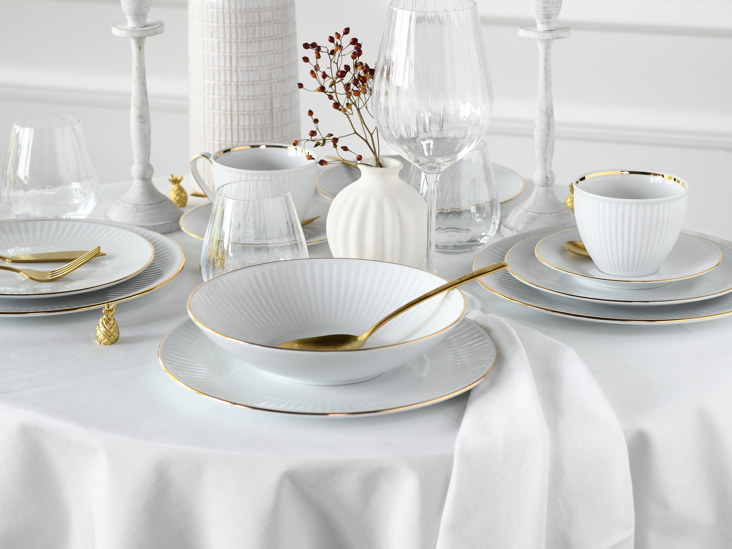 CreaTable Kombiservice »Valencia Gold, Kombi-Service 30-tlg«, (Set, 30 tlg.), Elegant, Goldrand