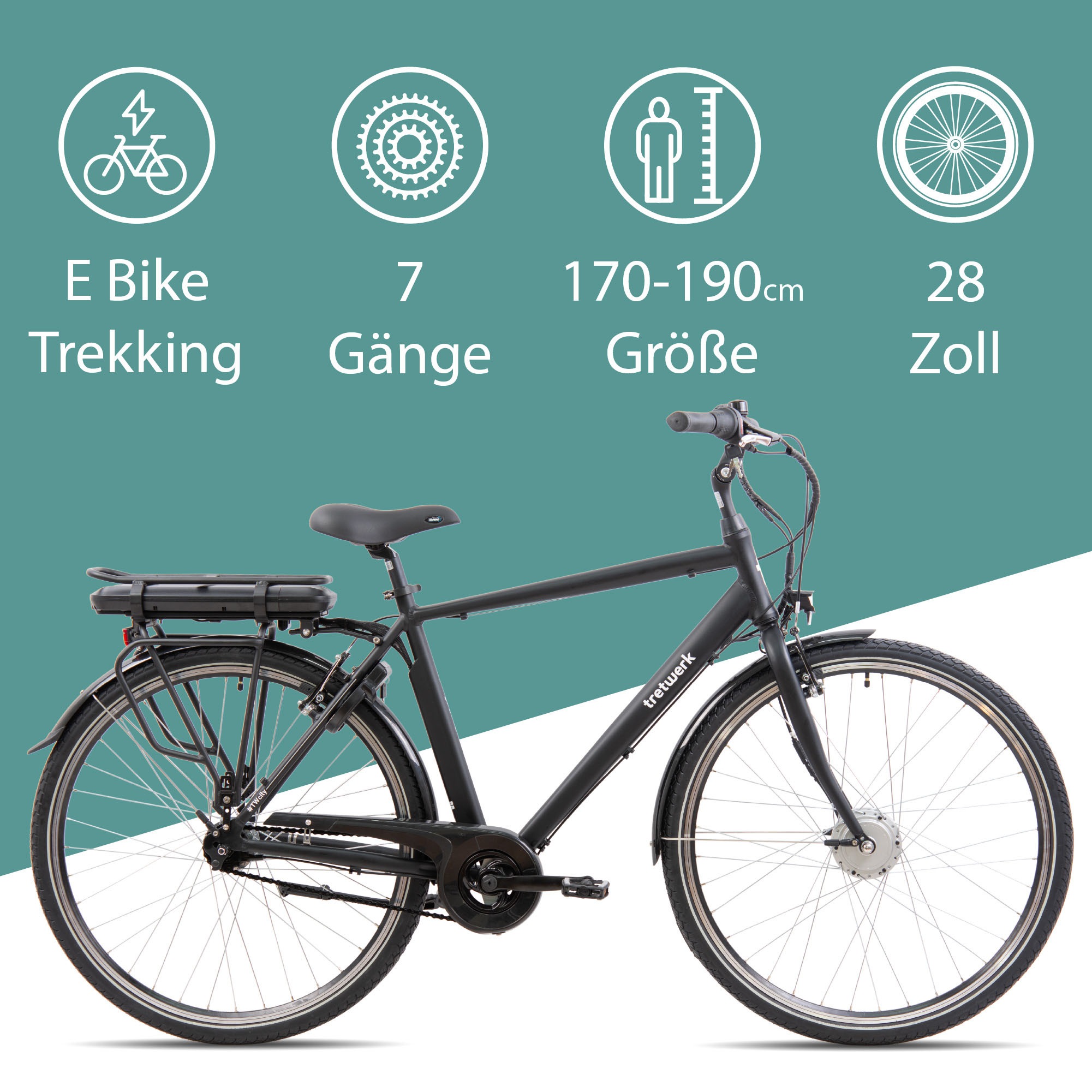 Tretwerk E-Bike »Mystic«, 7 Gang, Frontmotor 250 W, Pedelec, Elektrofahrrad für Damen u. Herren