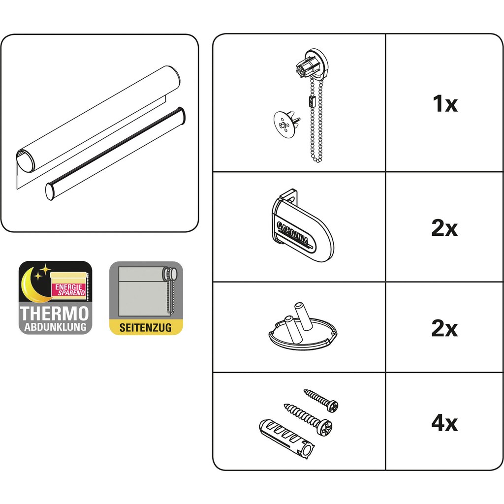 GARDINIA Seitenzugrollo »Uni-Rollo - Thermo Energiesparend«, verdunkelnd, energiesparend