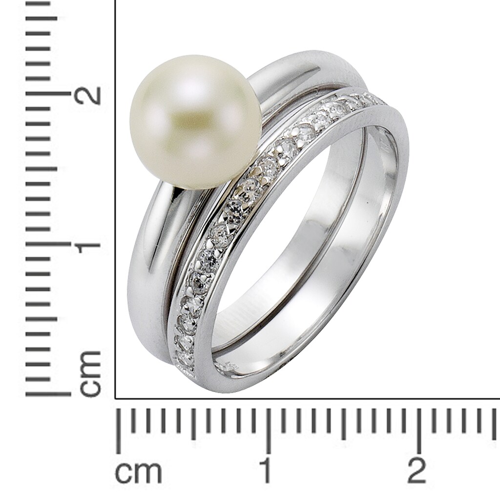 Zeeme Fingerring »925 Sterling Silber Perle Zirkonia weiß«