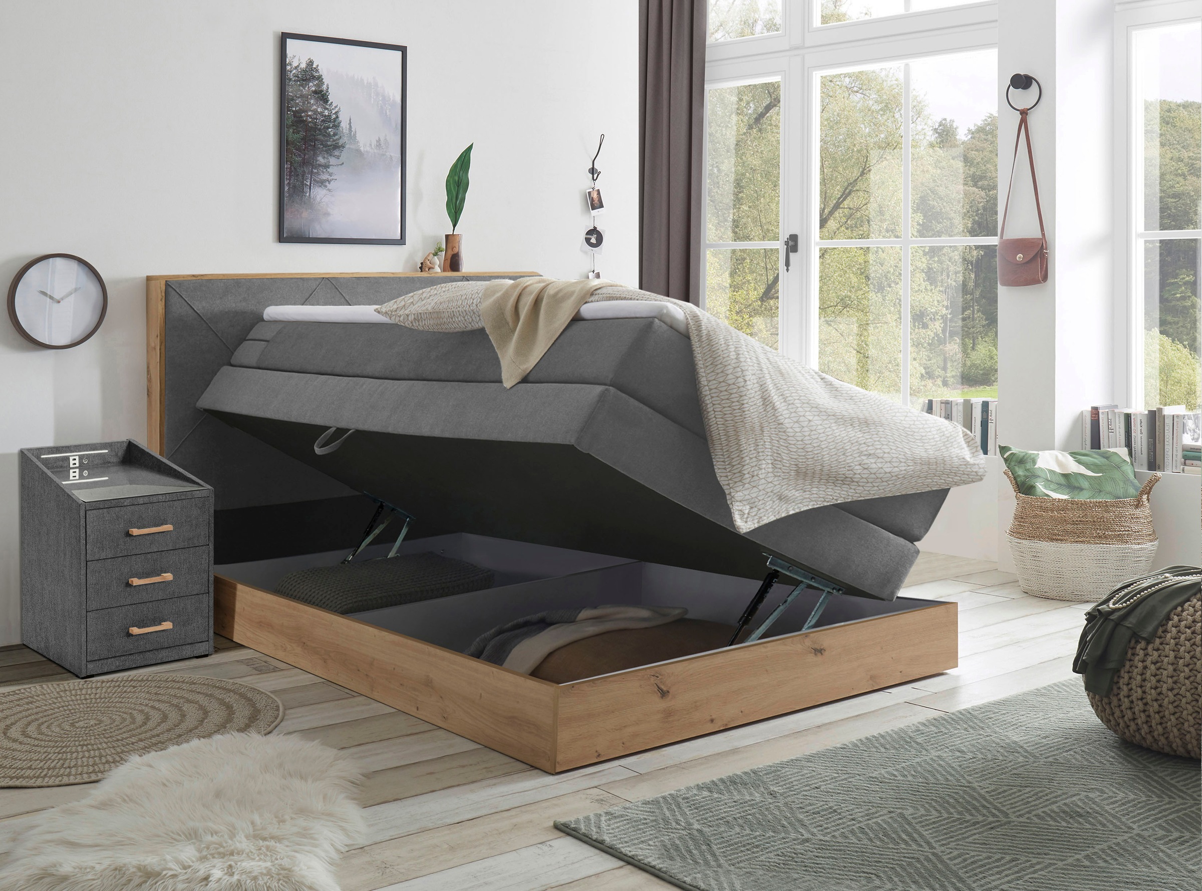 ED EXCITING DESIGN Boxspringbett »Bellevue«, inkl. Bettkasten, wahlweise mit Matratze und Topper