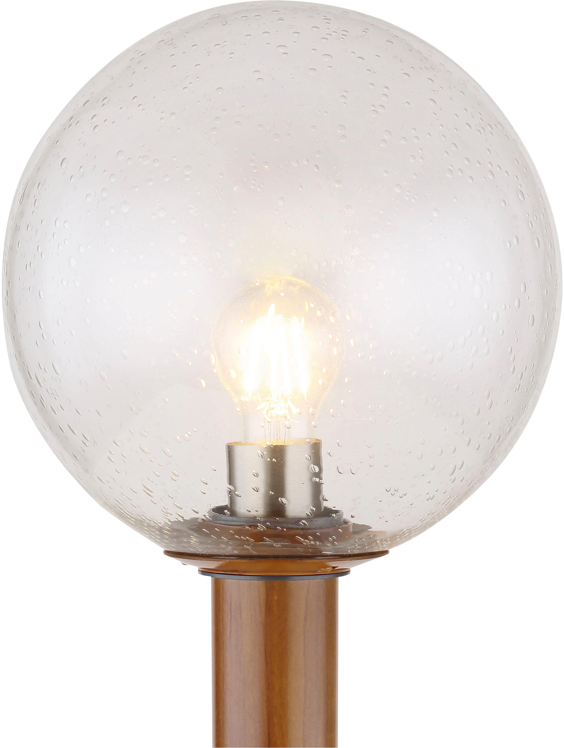 GLOBO LIGHTING Außen-Stehlampe »OSSY« E27 1 Stk. Außenleuchte Holzoptik mit Sensor, IP44, Glas klar