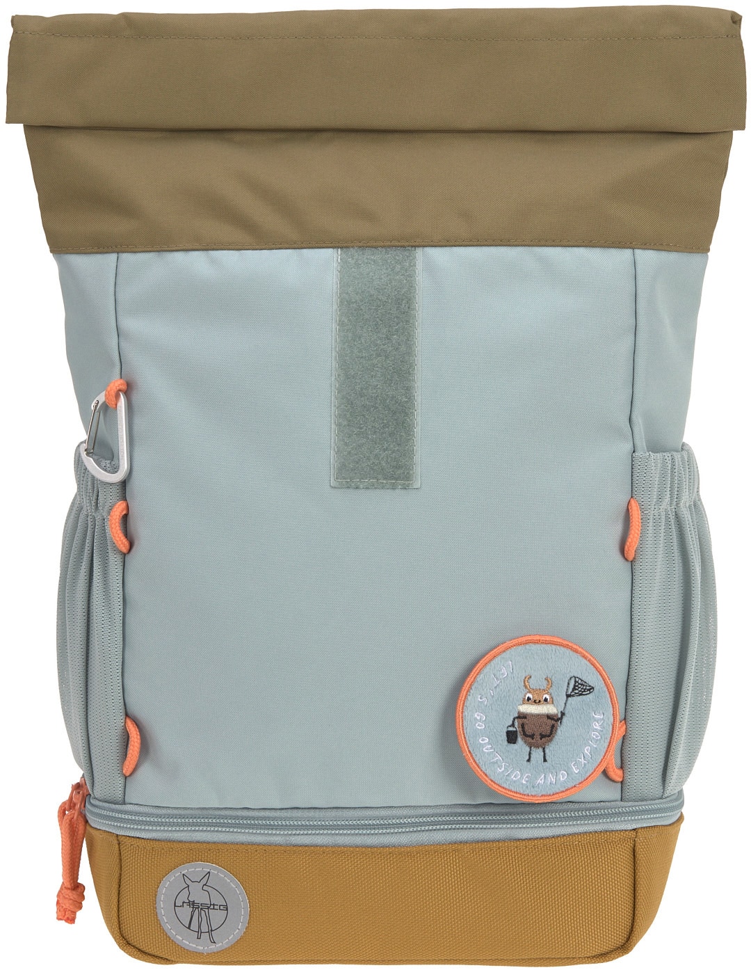 LÄSSIG Kinderrucksack »Nature, Mini Rolltop Backpack, Light Blue«, Reflektoren, aus recycelten PET-Flaschen