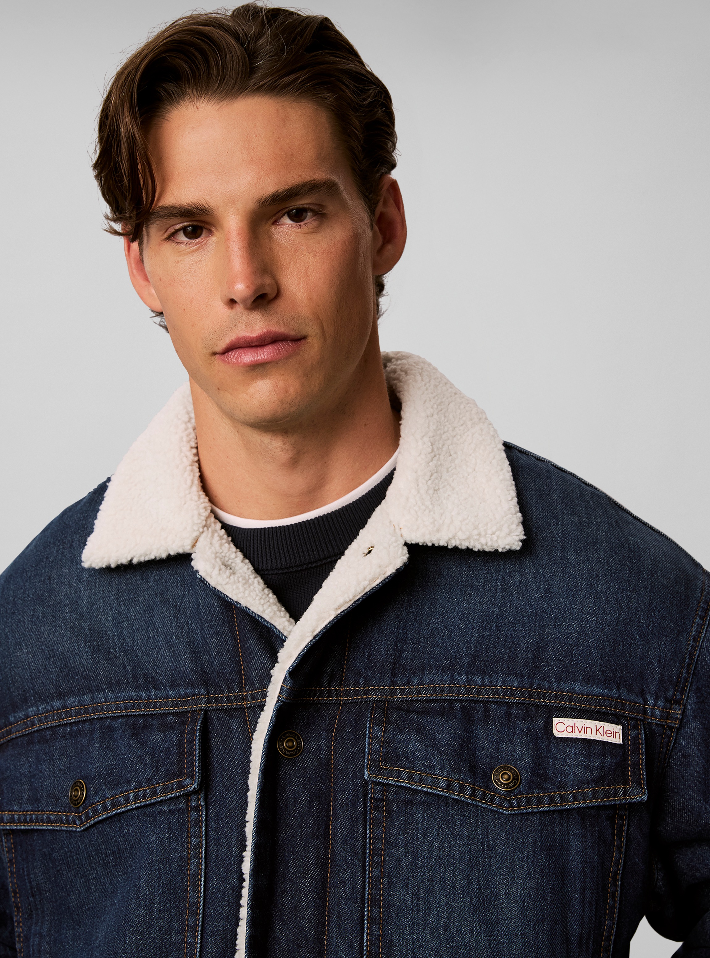 Calvin Klein Jeans Jeansjacke »ARCHIVE 90S SHERPA TRUCKER CLAYT« ohne Kapuze Regular fit mit weichem Futter