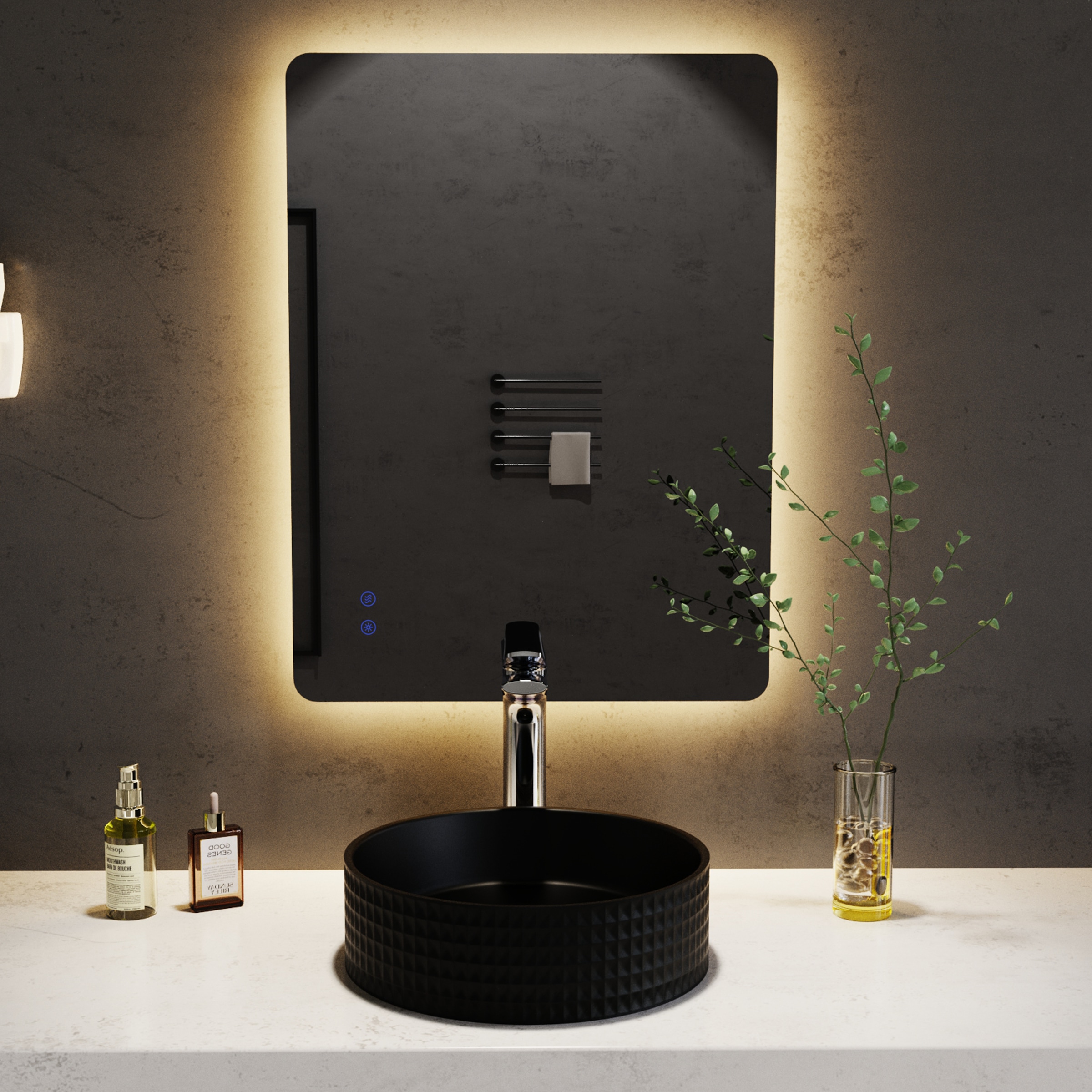 welltime LED-Lichtspiegel »Toledo eckig, Spiegel mit LED Beleuchtung, Badspiegel« mit Anti-Fog Beschichtung