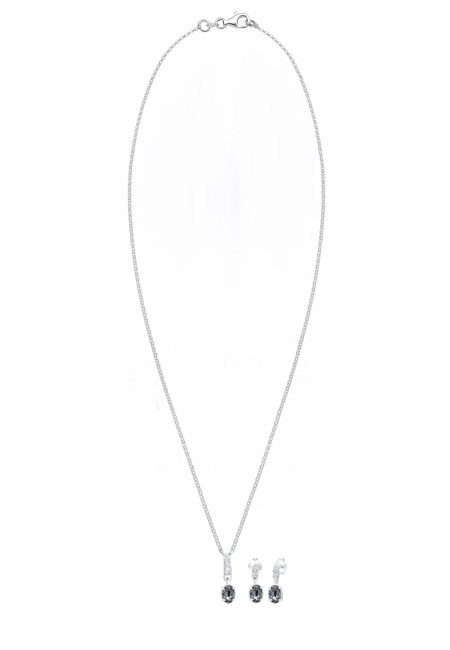 Elli Schmuckset »Glas Kristalle Grau 925 Sterling Silber«