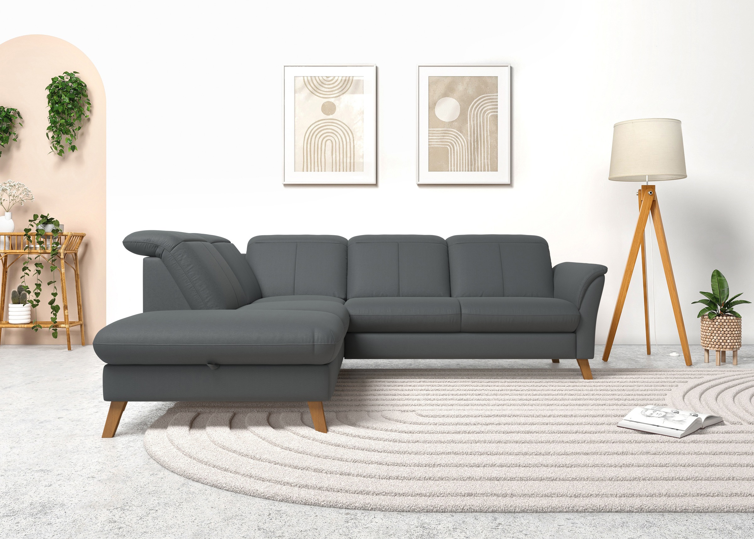 sit&more Ecksofa »Romero L-Form«, wahlweise mit oder ohne TV-Funktion, Bettfunktion, Bettkasten