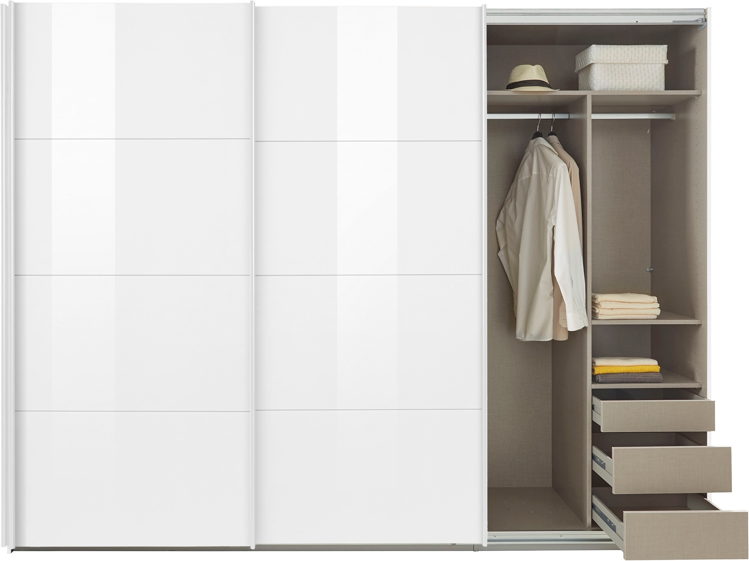 rauch Schwebetürenschrank »Kleiderschrank Schrank Garderobe TOPSELLER OTELI inkl. Inneneinteilung«, mit 3 Innenschubladen sowie zusätzlichen Einlegeböden MADE IN GERMANY