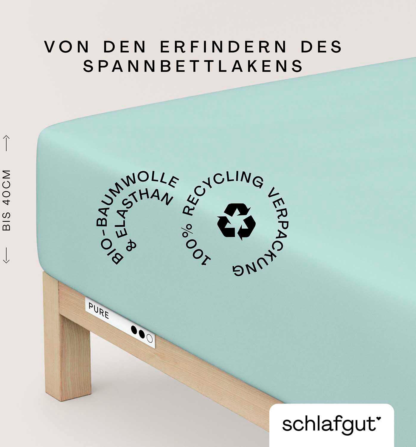 Schlafgut Spannbettlaken »PURE BOXSPRING in Gr. 90x200, 140x200 oder 180x200, für Boxspringbett«, aus Bio-Baumwolle, für Matratzen bis 40 cm Höhe, Bettlaken