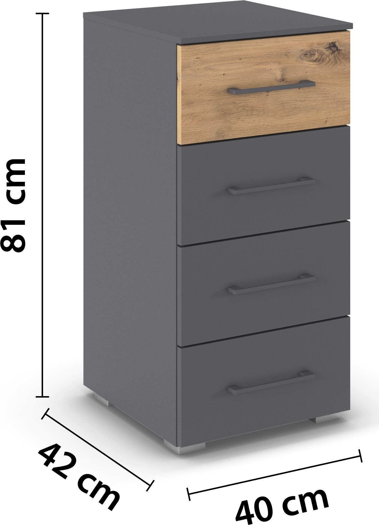 rauch Schubkastenkommode »Sideboard Kommode Schubladenkommode BOSTON-EXTRA« Breite 40 cm, Höhe 81 cm,  mit 4 geräumigen Schubladen, oberer mit Absetzung MADE IN GERMANY