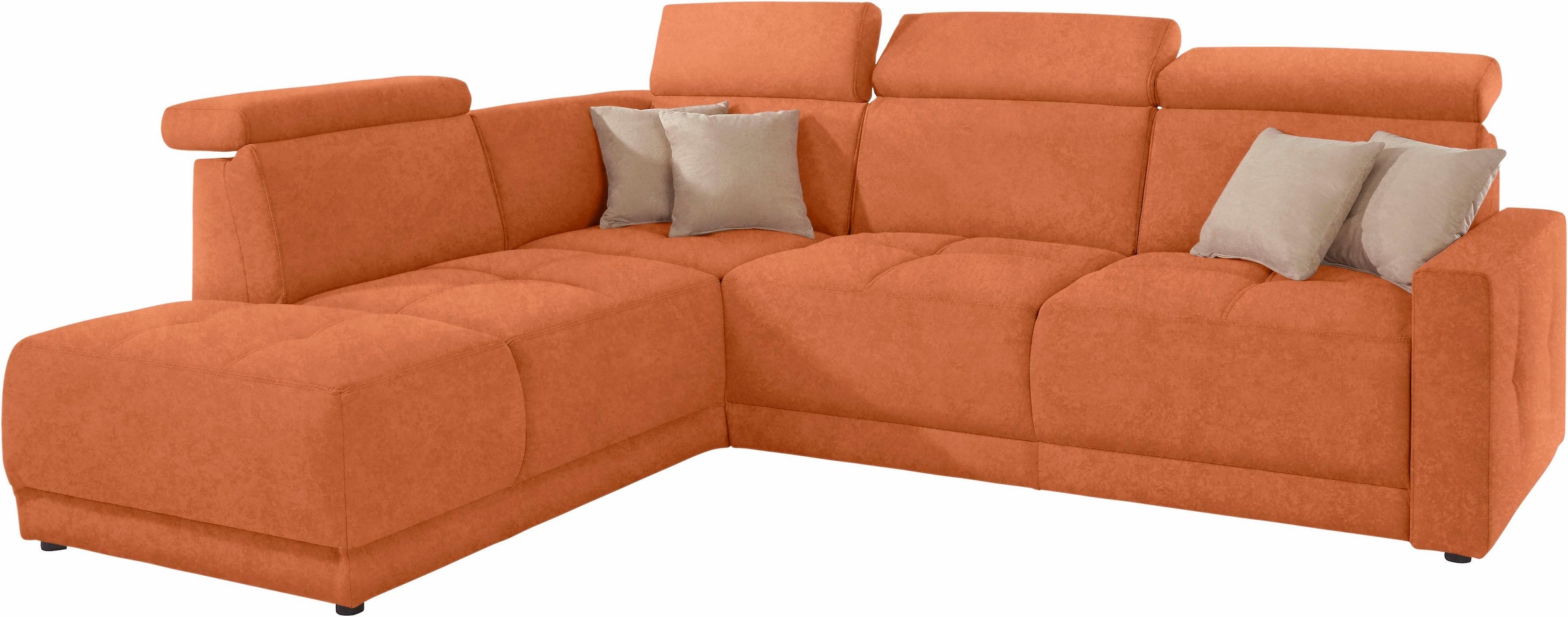 DOMO collection Ecksofa »Ava, moderne Sitzheftung mit toller Doppelnaht, komfortabel, L-Form«, mit Ottomane, inkl. Federkern, wahlweise mit Kopfteilverstellungen