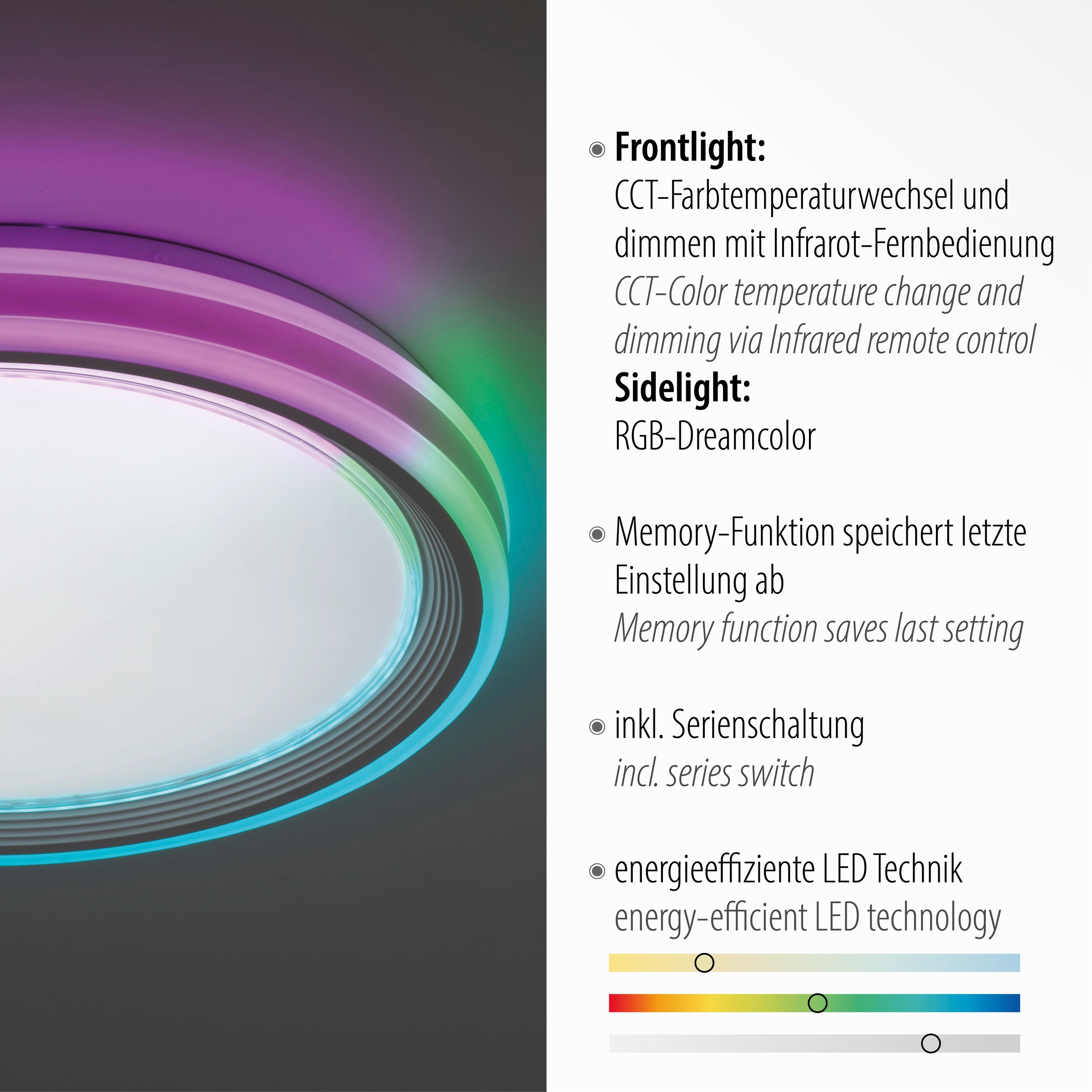 JUST LIGHT Deckenleuchte »SPHERIC«, 2 flammig, Leuchtmittel LED-Board-LED-Board | LED fest integriert-LED fest integriert, LED, CCT - über Fernbedienung, RGB-Rainbow, Infrarot inkl., dimmbar