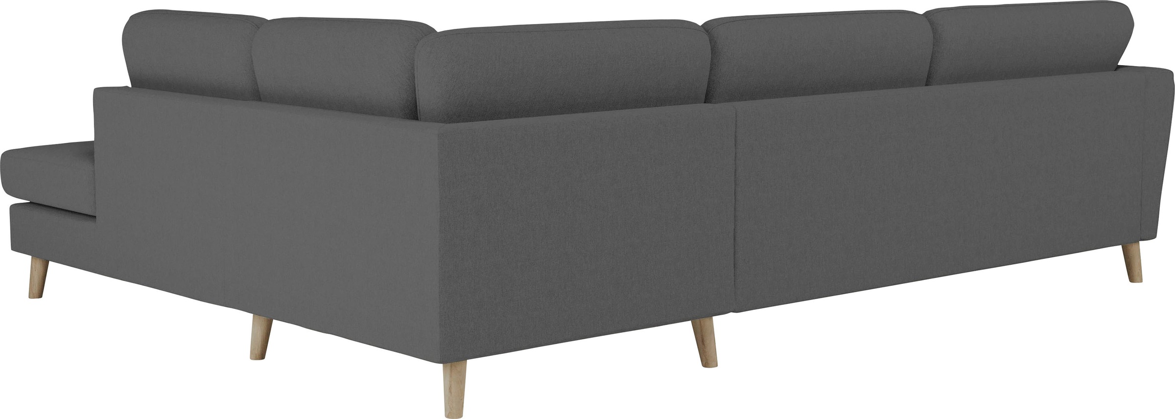 Home affaire Ecksofa »MARSEILLE 278/202 cm, L-Form, Ottom. rechts/links, verschiedene Bezüge«, Massivholzbeine Eiche, Landhausstil, Wellenunterfederung