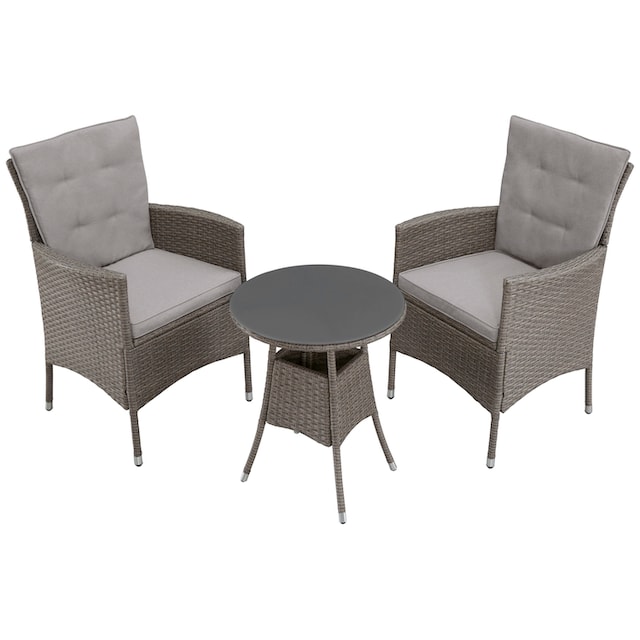 KONIFERA Balkonset »Mailand«, (7 tlg.), 2 Sessel, Tisch Ø 50 cm, Polyrattan  online kaufen