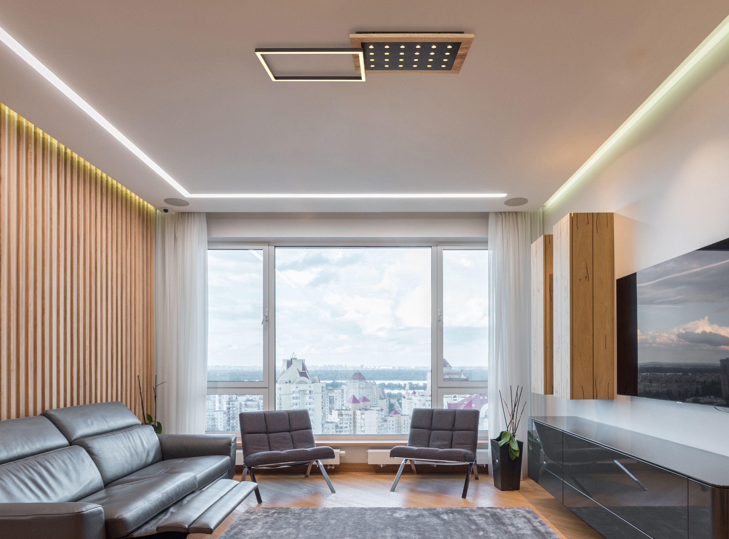 GLOBO LIGHTING LED Deckenleuchte »JIMBO« LED-Modul Warmweiß Deckenlampe/Wohnzimmer/Schlafzimmer/modern