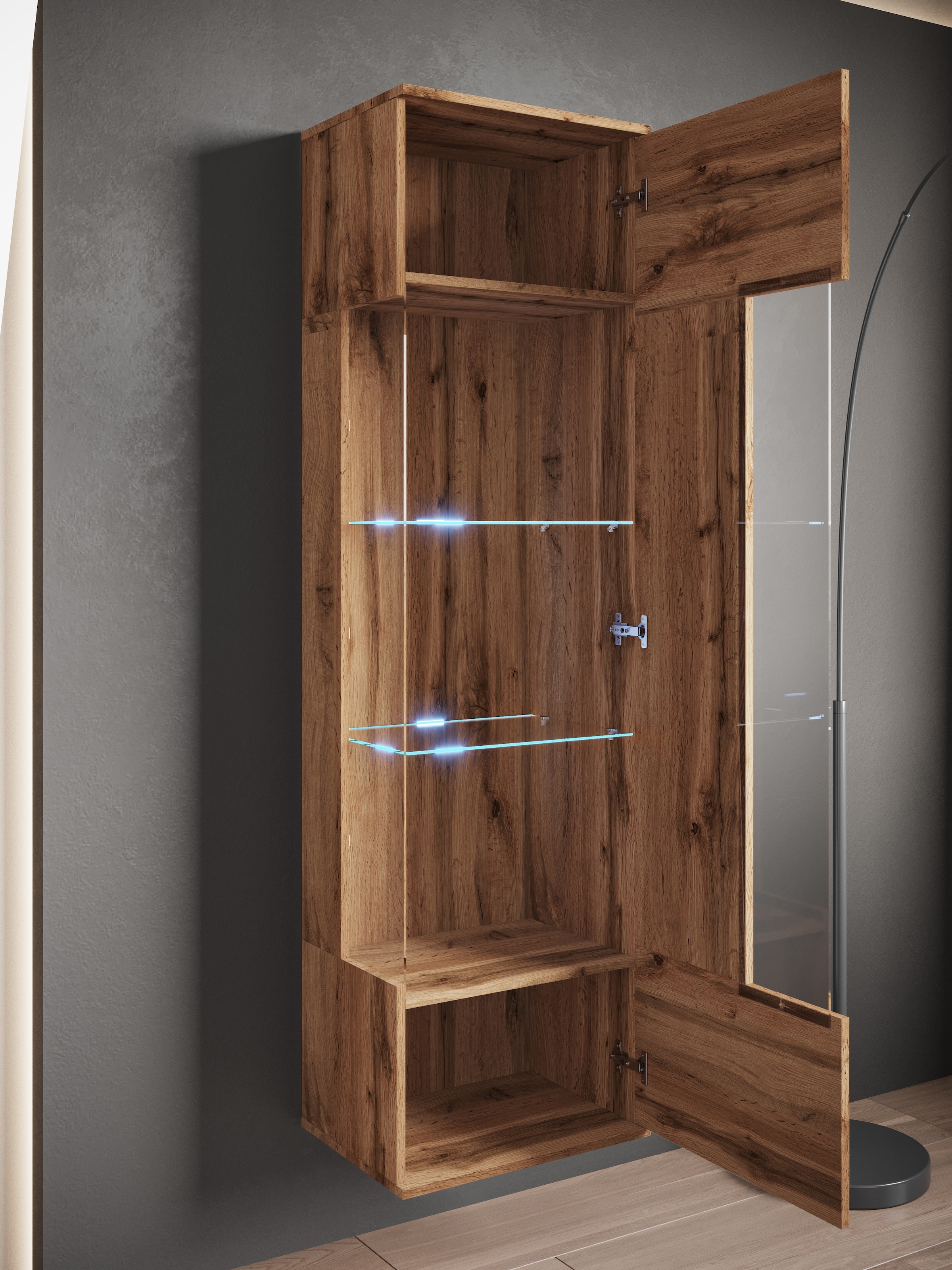 INOSIGN Vitrine »Kenia, stehend und hängend, Türanschlag wechselbar«, (1 St.), Vitrineschrank mit Glastüren 160 cm Höhe