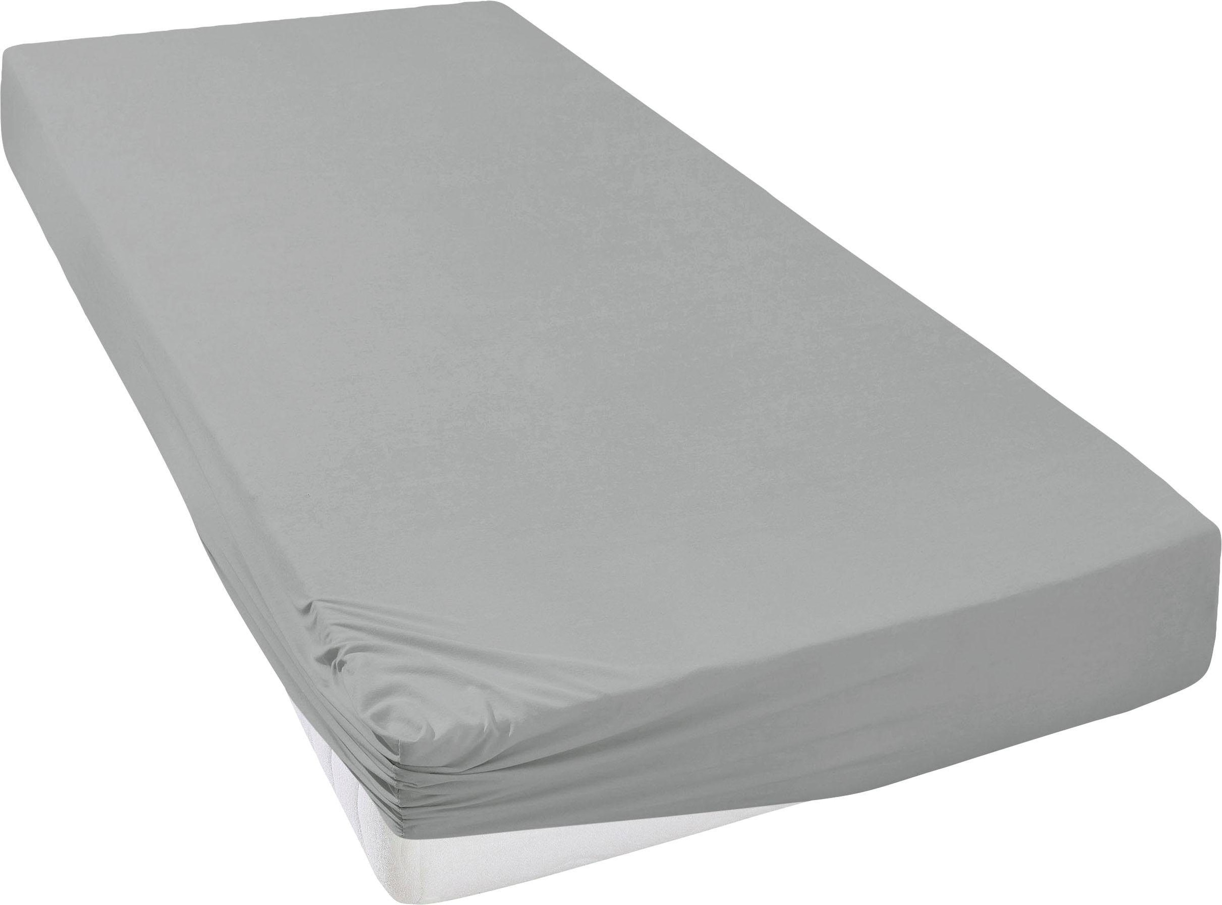 Otto Home Spannbettlaken "SOUCY aus Baumwolle mit Elasthan, 160 g/m²", grau, 1 Stk., Jersey-Elasthan, 180-200x200-220 30cm