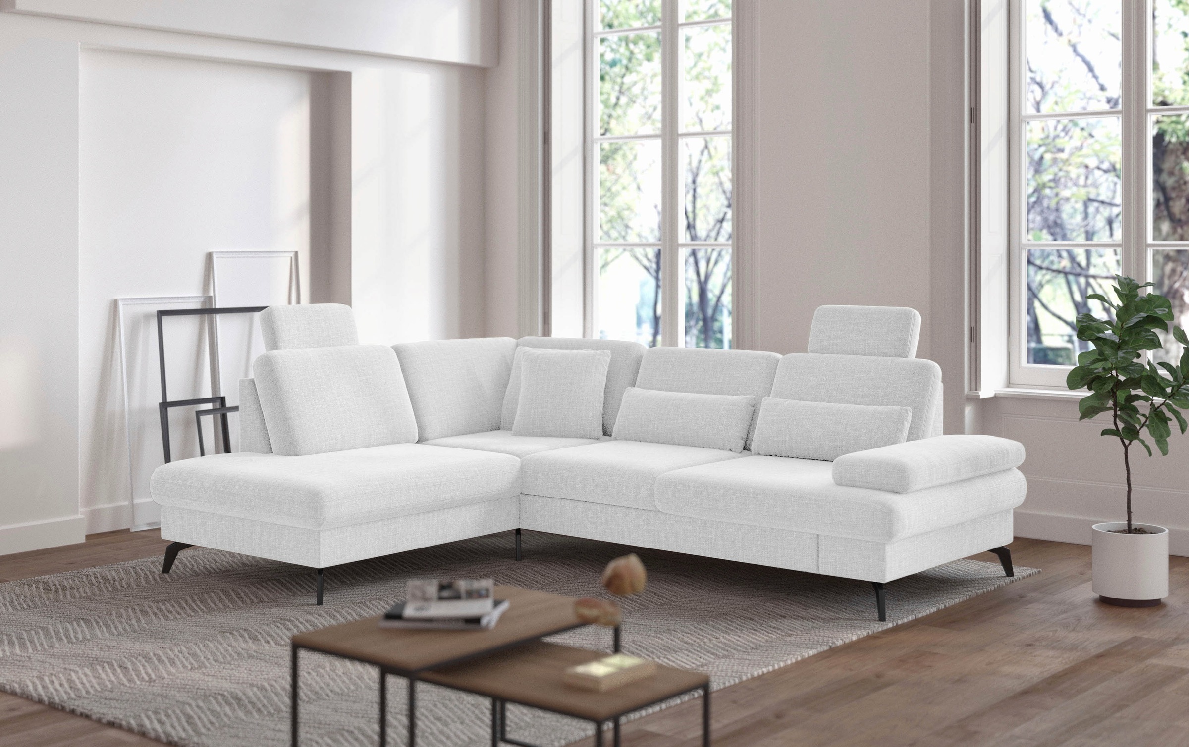 sit&more Ecksofa »Morris L-Form, inkl. Sitztiefenverstellung«, wahlweise mit Armteilverstellung, Bettfunktion & Bettkasten
