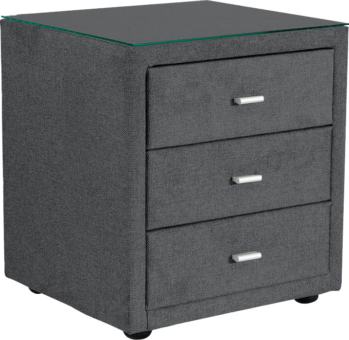 ALINA Nachttisch »Elsa« mit Glasplatte dunkelgrau GCP 129