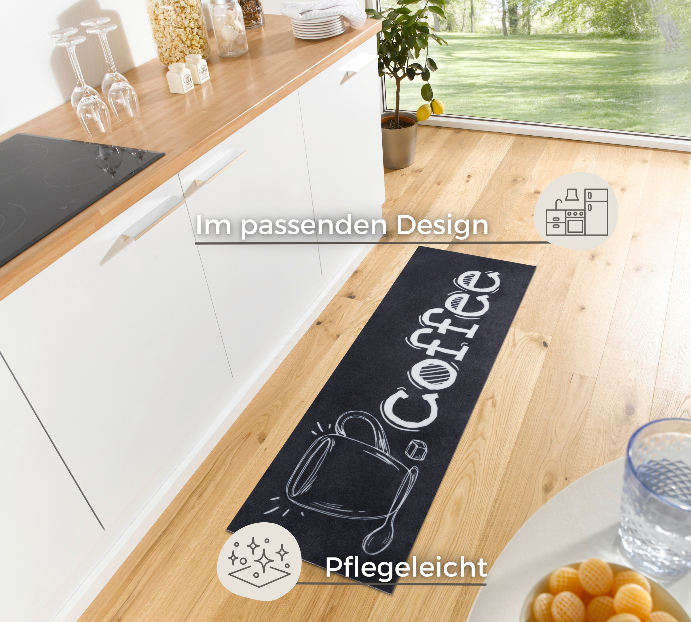 HANSE Home Küchenläufer »Cup Of Coffee«, rechteckig, 3 mm Höhe, Läufer, Rutschfest, Küchenteppich, Küche, Teppich, Pflegeleicht