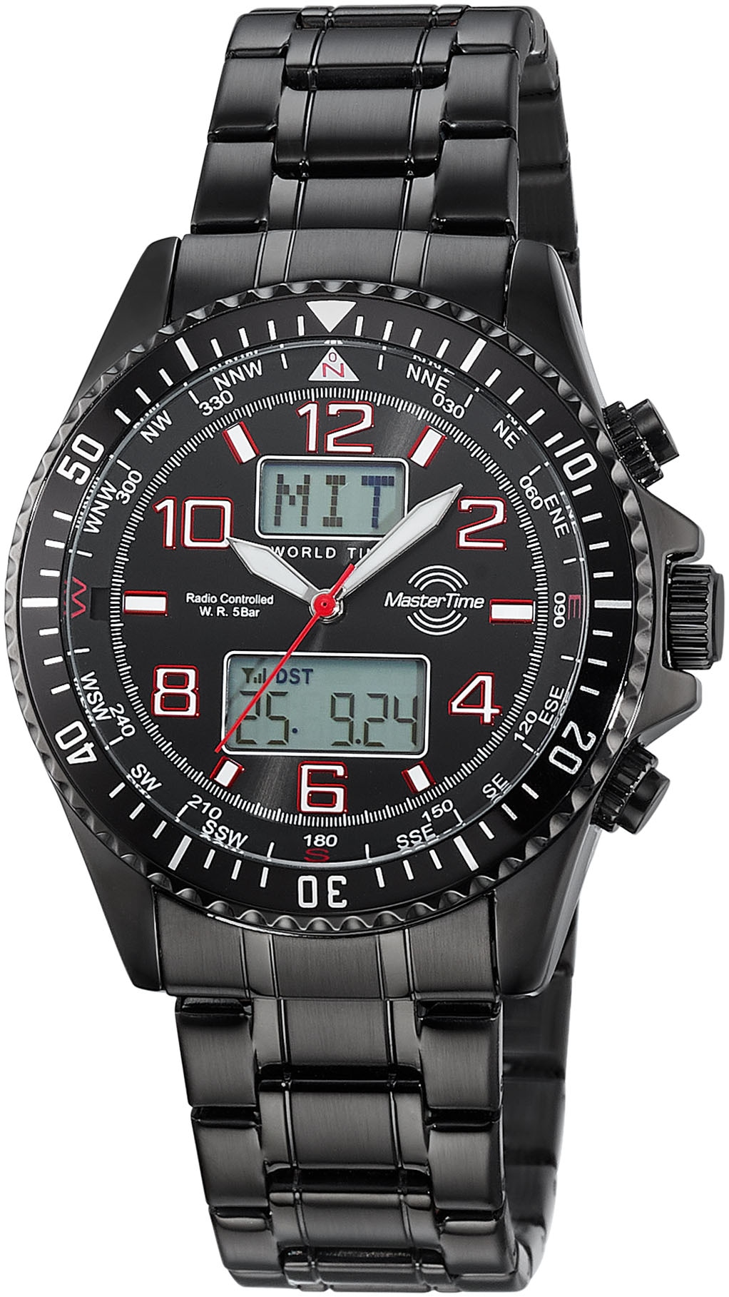 MASTER TIME Funkchronograph »Super Power«, (Set, 2 tlg., mit Wechselband), Quarzuhr, Armbanduhr, Herrenuhr, ideal auch als Geschenk