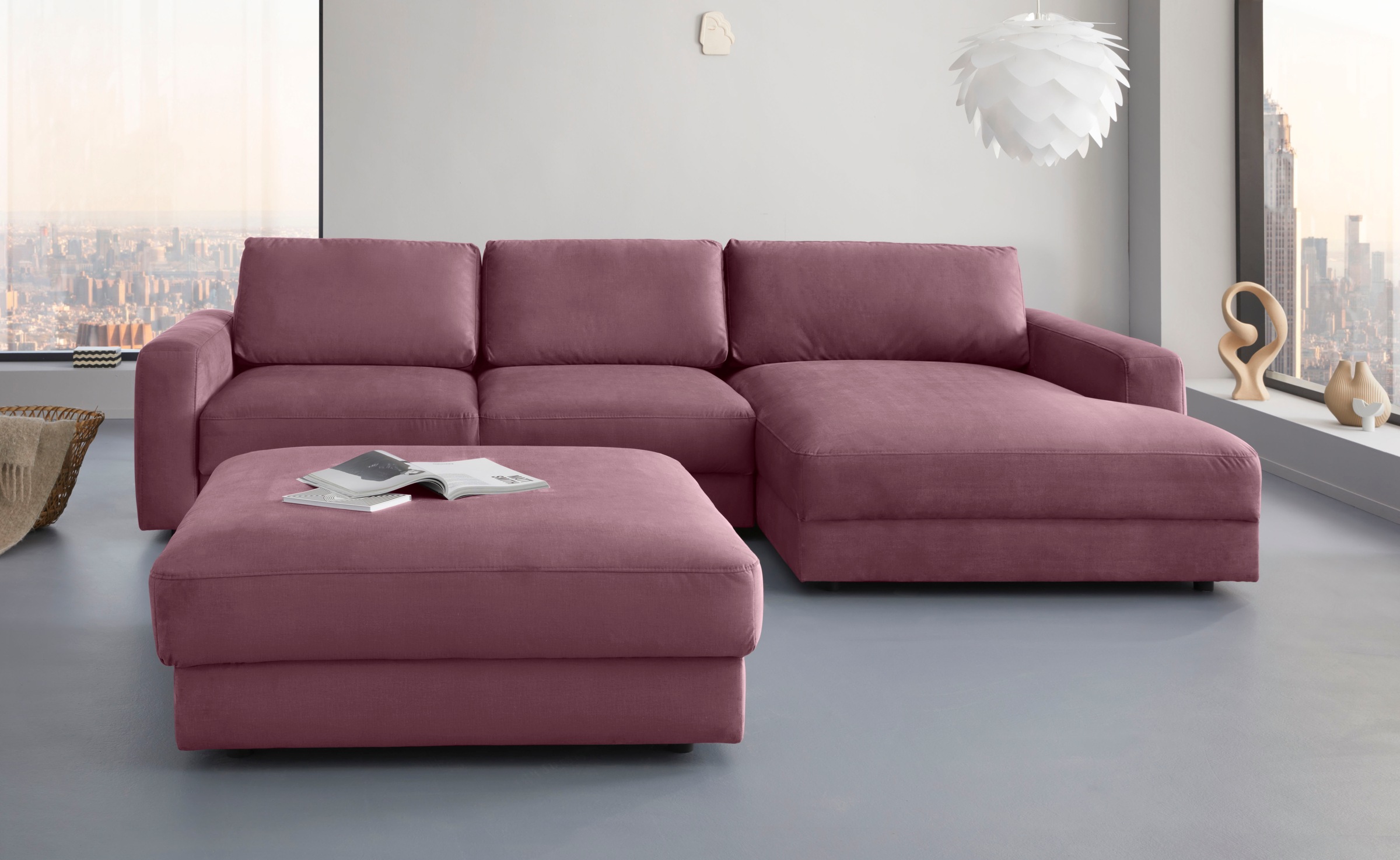 Places of Style Ecksofa »Bloomfield, bequem und elegant, L-Form«, wahlweise mit Bettfunktion und Bettkasten