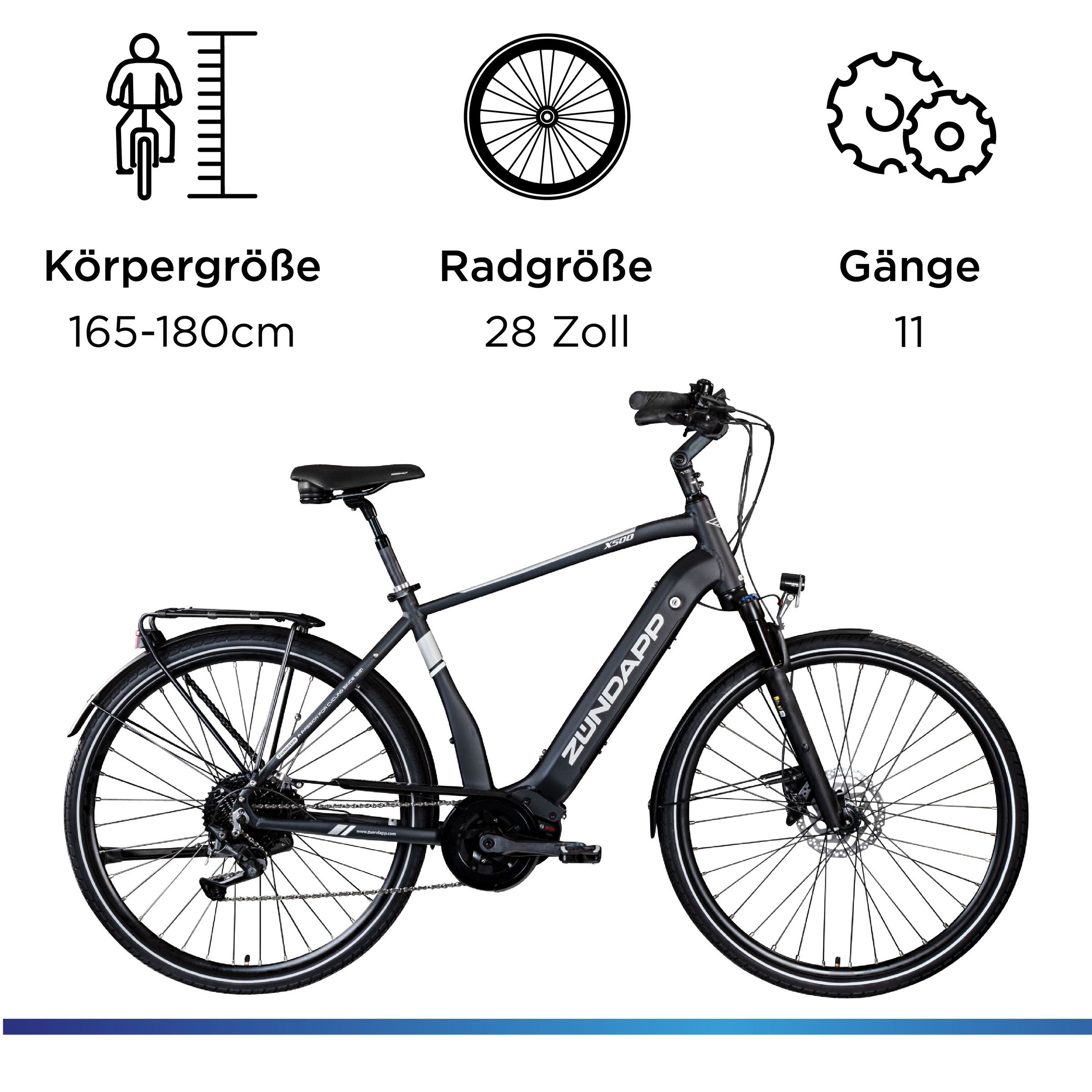 Zündapp E-Bike »X500«, 11 Gang, Shimano, Deore, Mittelmotor 250 W, Pedelec, Elektrofahrrad für Damen u. Herren