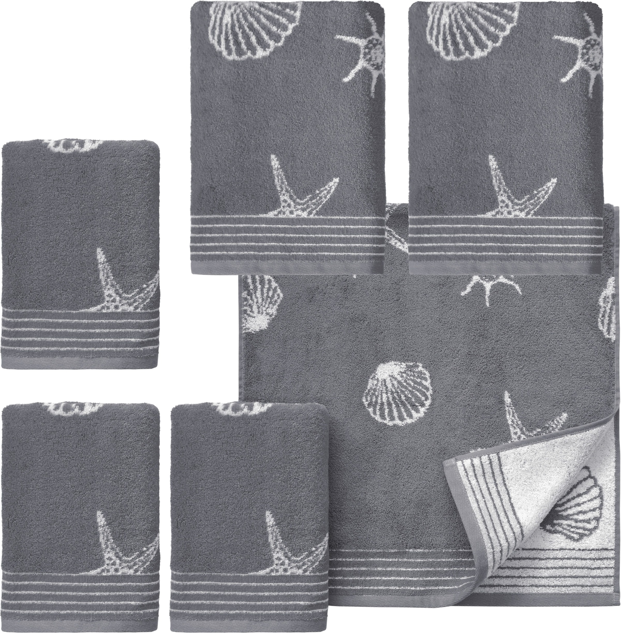 Dyckhoff Handtuch Set »Seashell« Set 6 Stk. Walkfrottee mit Muschelmuster; 4 Handtücher (50x100cm), 2 Duschtücher (70x140cm)