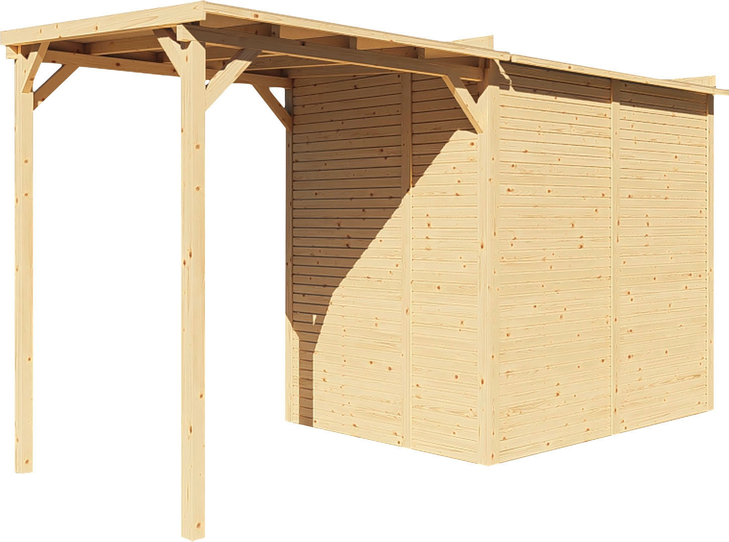 KONIFERA Gartenhaus »Beno 2 PLUS Fineline Flachdach«, mit Anbaudach