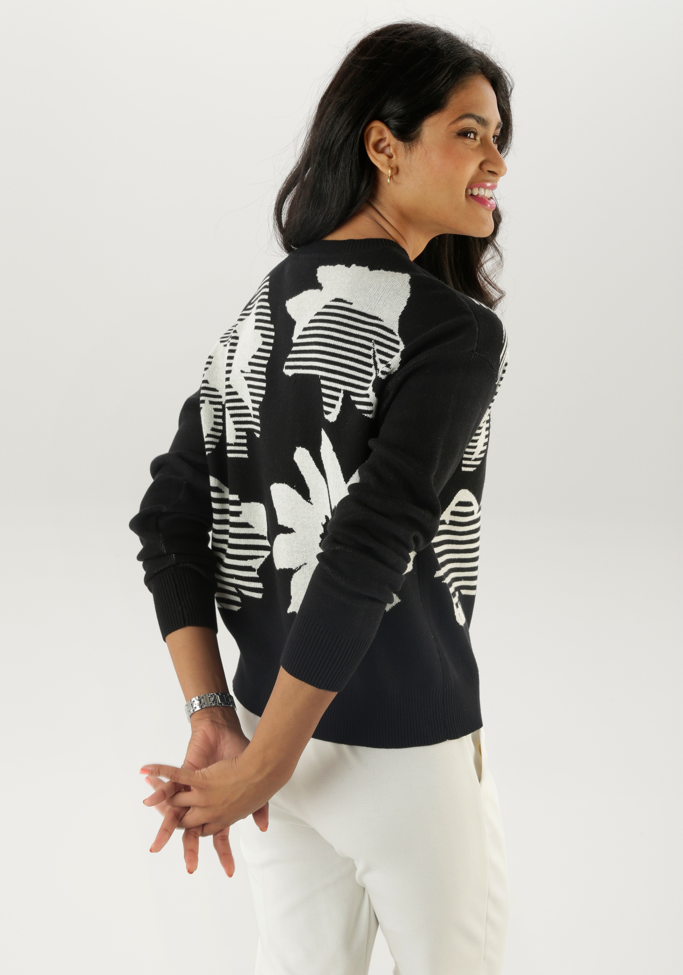 Aniston SELECTED Strickpullover, mit trendiger und großflächiger Jacquardmusterung