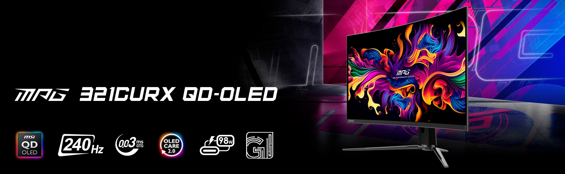 MSI Curved-Gaming-Monitor »MPG 321CURX QD-OLED«, 80 cm/32 Zoll, 3840 x 2160 px, 4K Ultra HD, 0,03 ms Reaktionszeit, 240 Hz