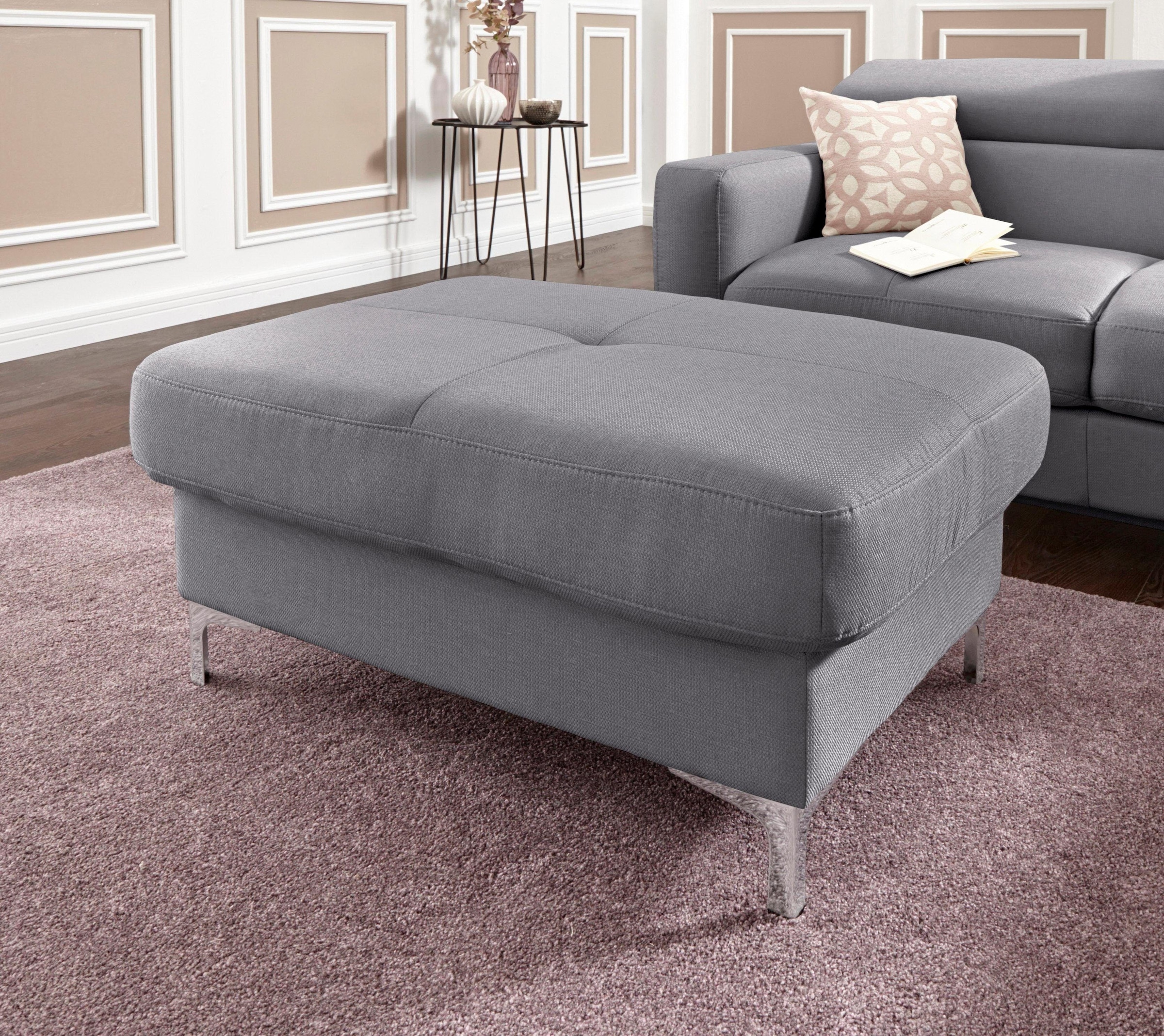 COTTA Polstergarnitur »Sammy L-Form«, (Set), Set bestehend aus: Ecksofa mit Kopfteilverstellung & Hocker
