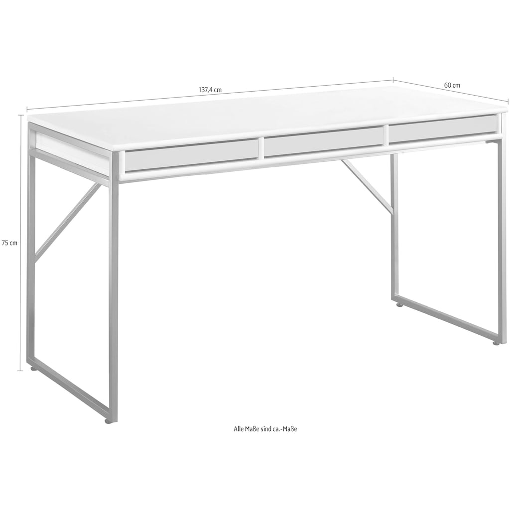 Hammel Furniture Schreibtisch »Mistral«, mit Metallgestell und drei Schubladen, Breite: 137,4 cm, Dänische Handwerkskunst