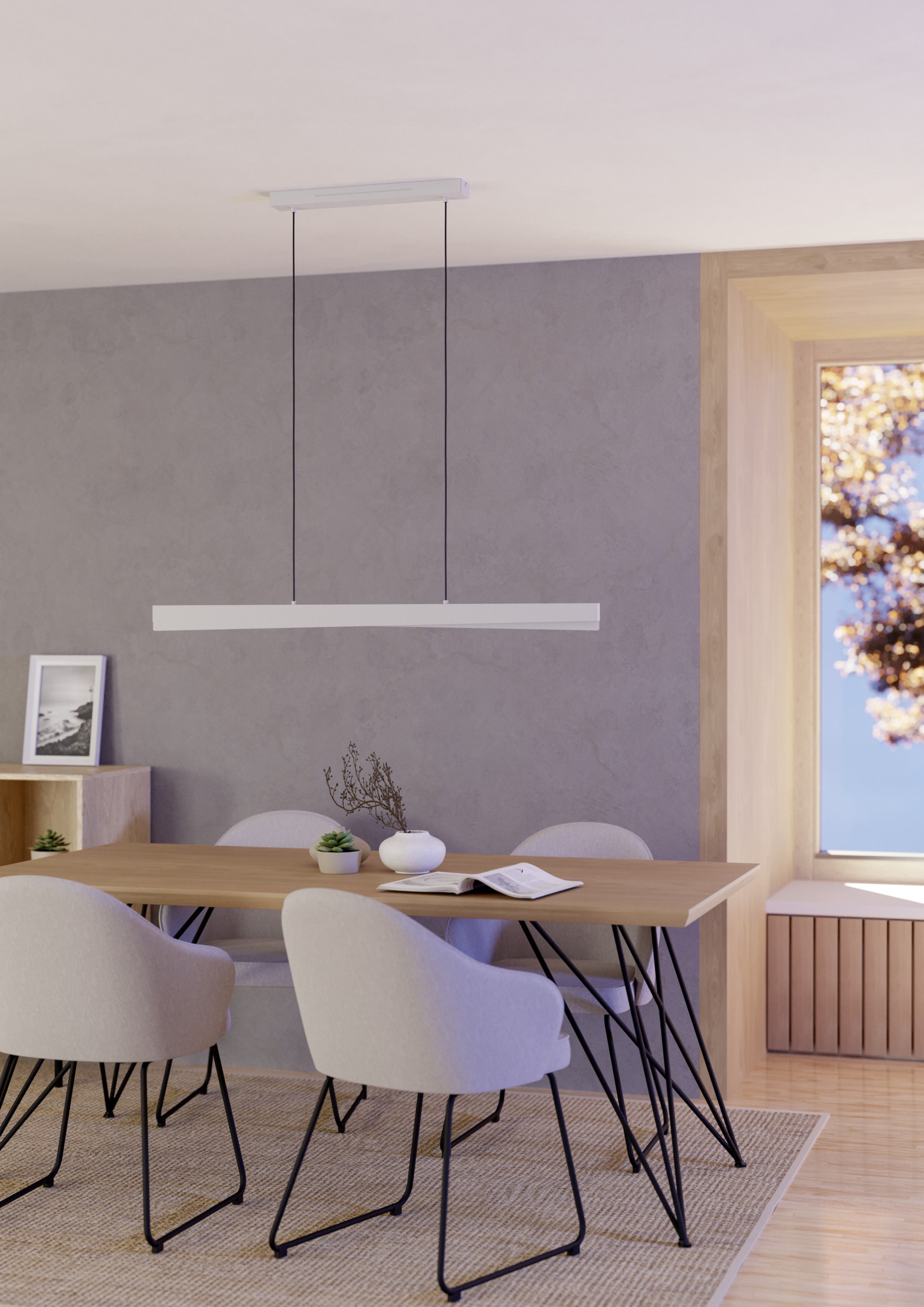 EGLO Hängeleuchte »BOLOGNANO-Z Pendellampe - Alu, Stahl - LED - 19W - IP20« LED-Modul 1 Stk. Kaltweiß | Neutralweiß | RGB | Warmweiß Hängelampe, Deckenlampe, Wohnzimmer, Esszimmer, L117 x B7 x H110 cm