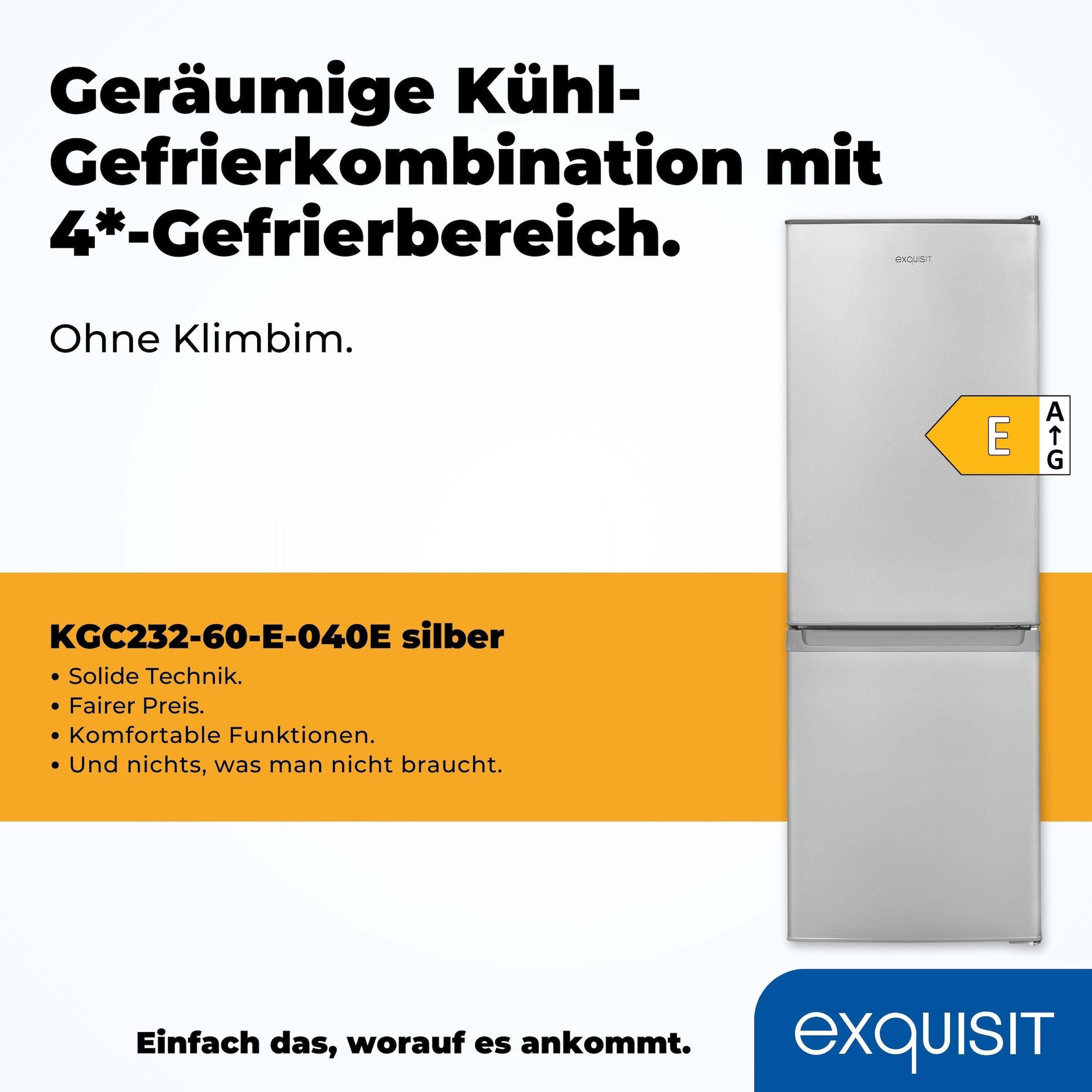 exquisit Kühl-/Gefrierkombination »KGC232-60E-040E«, 173 L Volumen, 4 Sterne Gefrieren