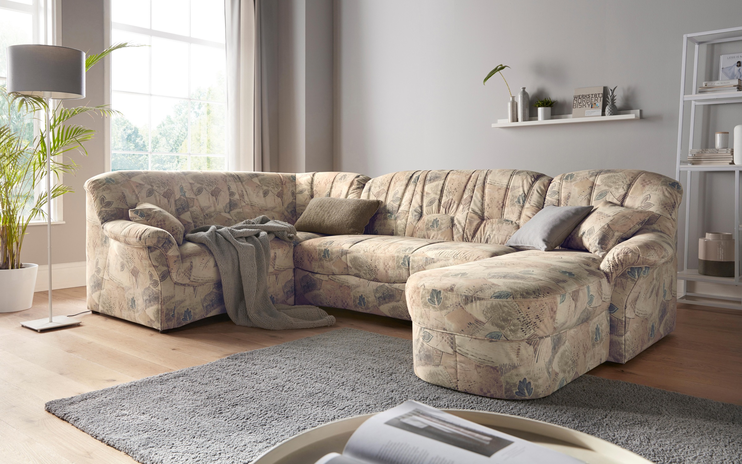 DOMO collection Wohnlandschaft »Bahia mit viel Platz, zeitloses Design, U-Form«, wahlweise mit Bettfunktion