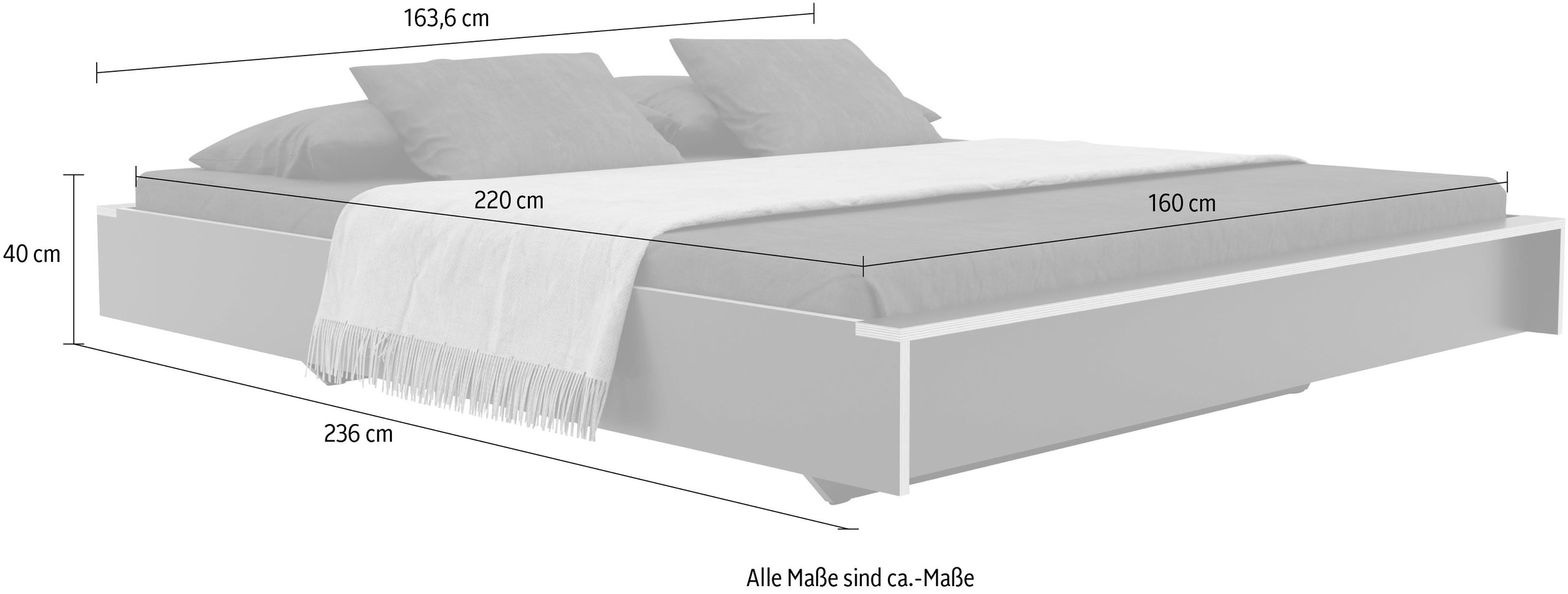 4. Bild von Müller SMALL LIVING Holzbett »FLAI HIGH«, Überlänge Liegefläche 220 cm, Komfort Höhe 40 cm ohne Kopfteil