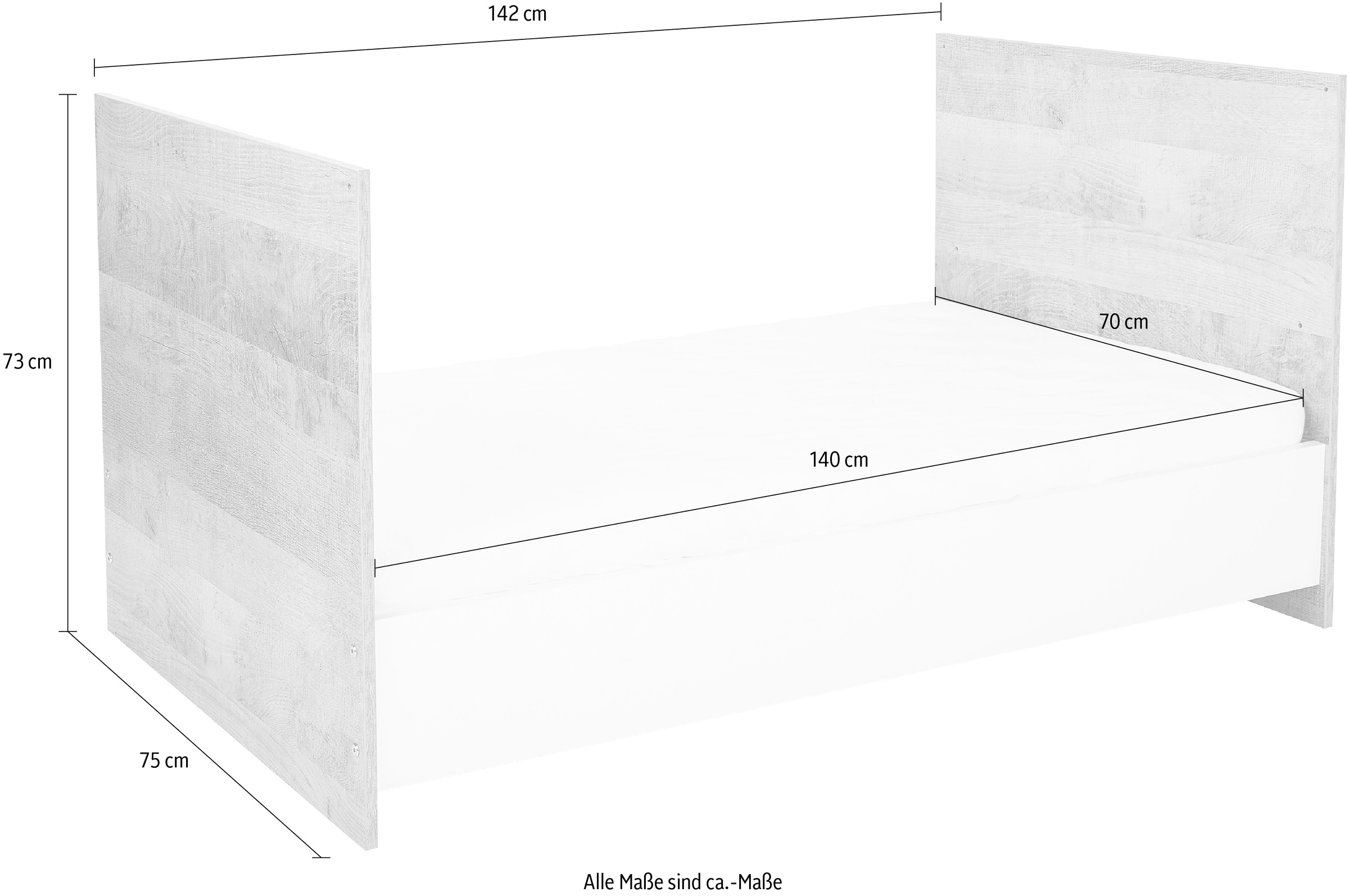 12. Bild von arthur berndt Kinderbett »arthur berndt Kilian«, (Set, Inklusive Satz Umbauseiten), 70 x 140 cm inkl. Umbauseiten