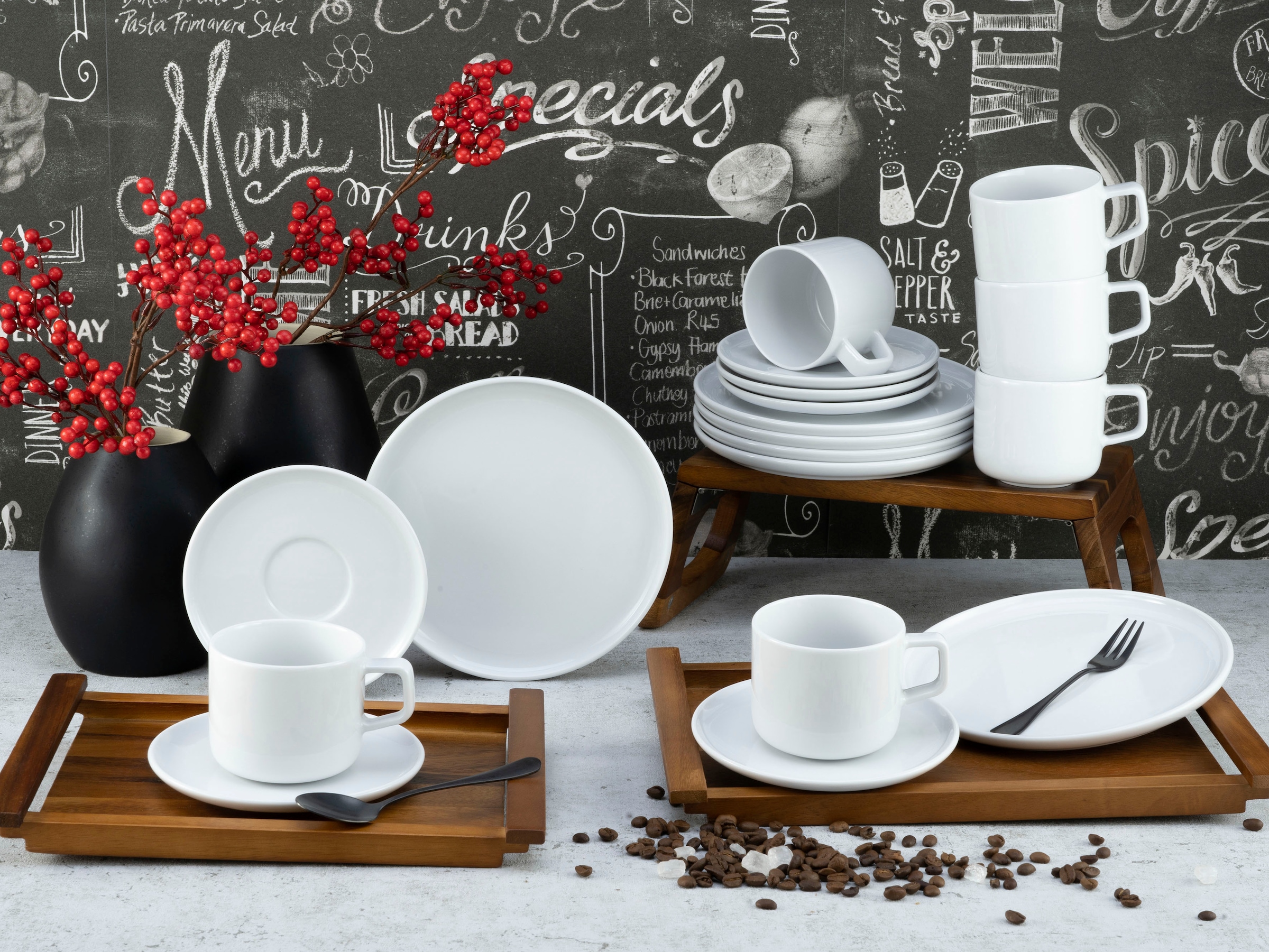 CreaTable Kaffeeservice »Chef Collection«, (Set, 18 tlg., Kaffeegeschirr für 6 Personen), Service, nordisches Design, 18 Teile, für 6 Personen